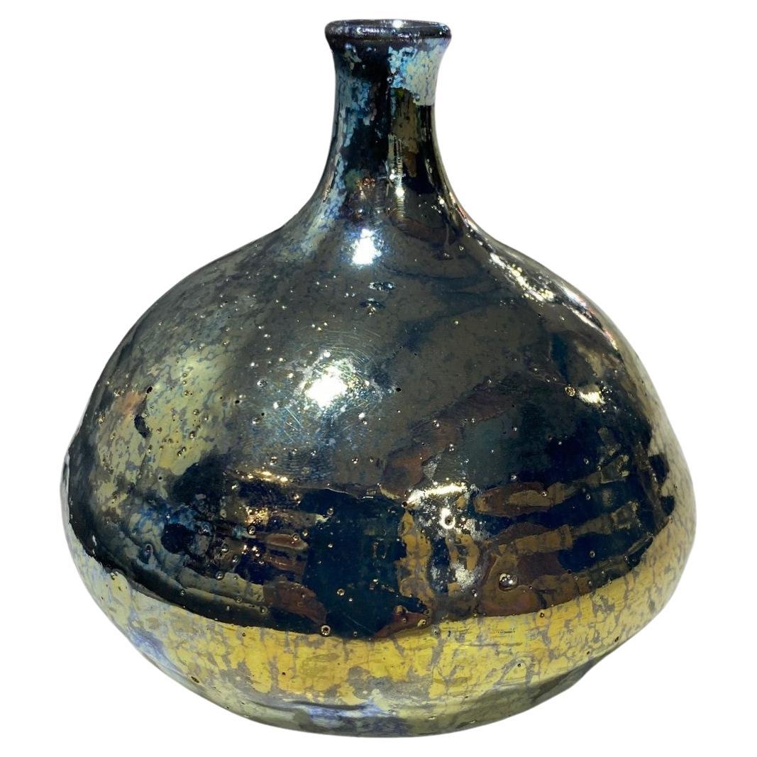 Beatrice Wood Signed Iridescent Gold Luster Glaze California Studio Pottery Vase