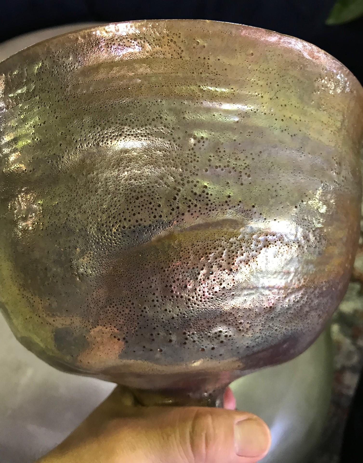 Beatrice Wood Signed Large Iridescent Gold Luster Glaze Earthenware Chalice 4