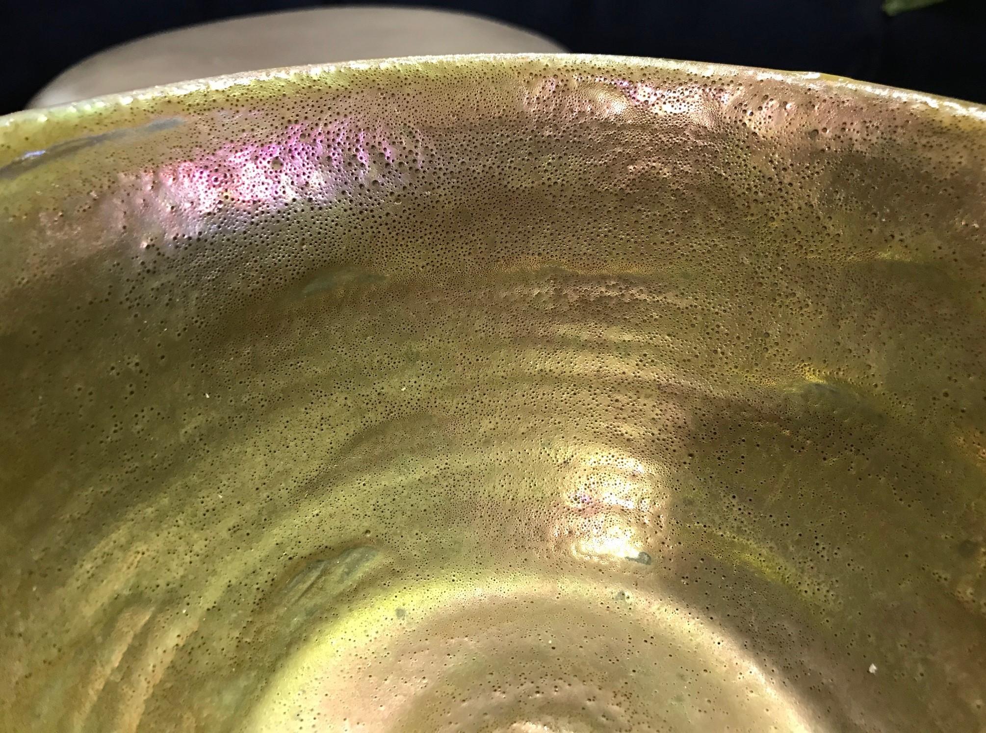 20th Century Beatrice Wood Signed Large Iridescent Gold Luster Glaze Earthenware Chalice