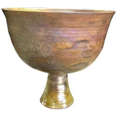 Beatrice Wood Signed Large Iridescent Gold Luster Glaze Earthenware Chalice