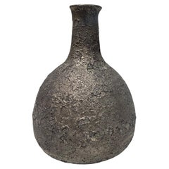 Used Beatrice Wood Signed Mid-Century California Pottery Dark Lava Crater Glaze Vase