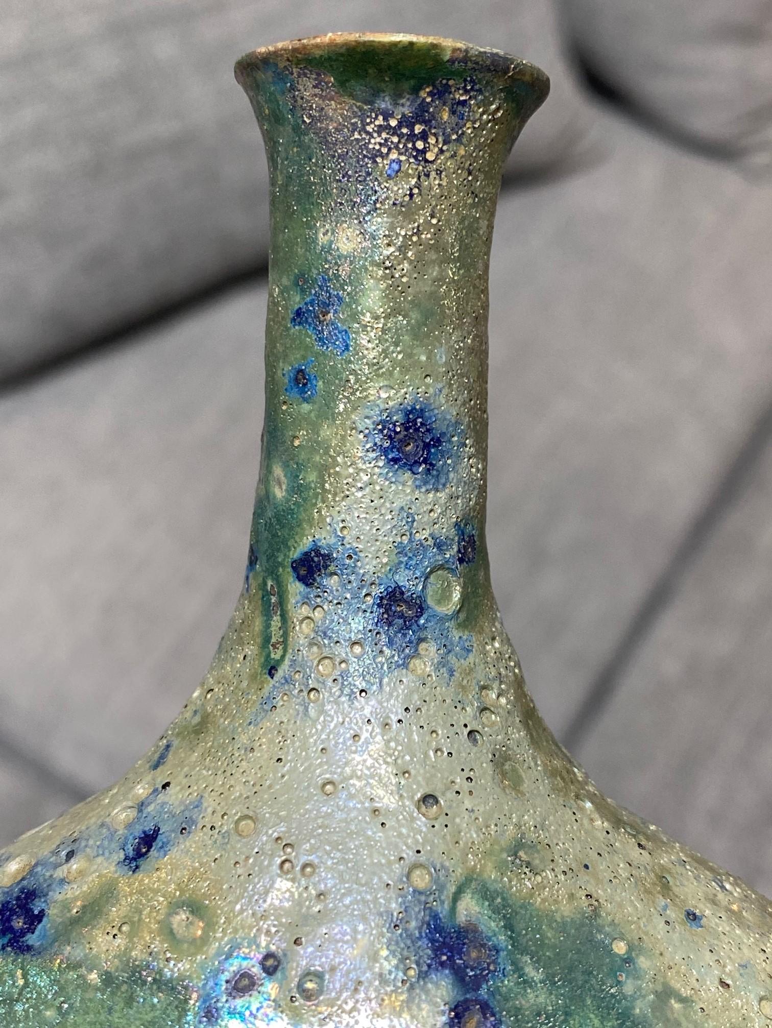 Beatrice Wood Jarrón firmado de mediados de siglo de California Pottery con esmalte cráter brillante en venta 4