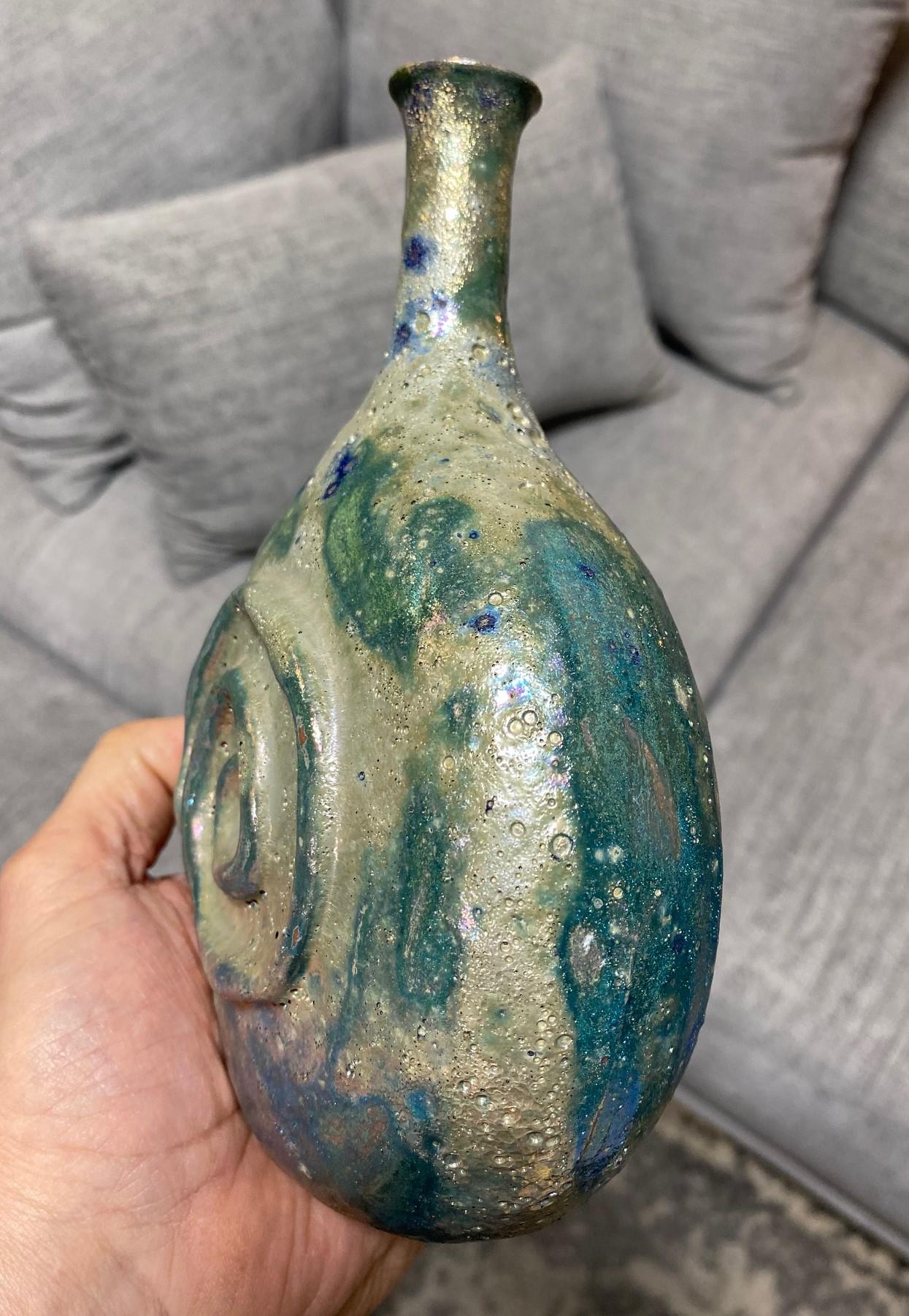 Beatrice Wood Signed Mid-Century California Pottery Luster Crater Glaze Vase For Sale 5