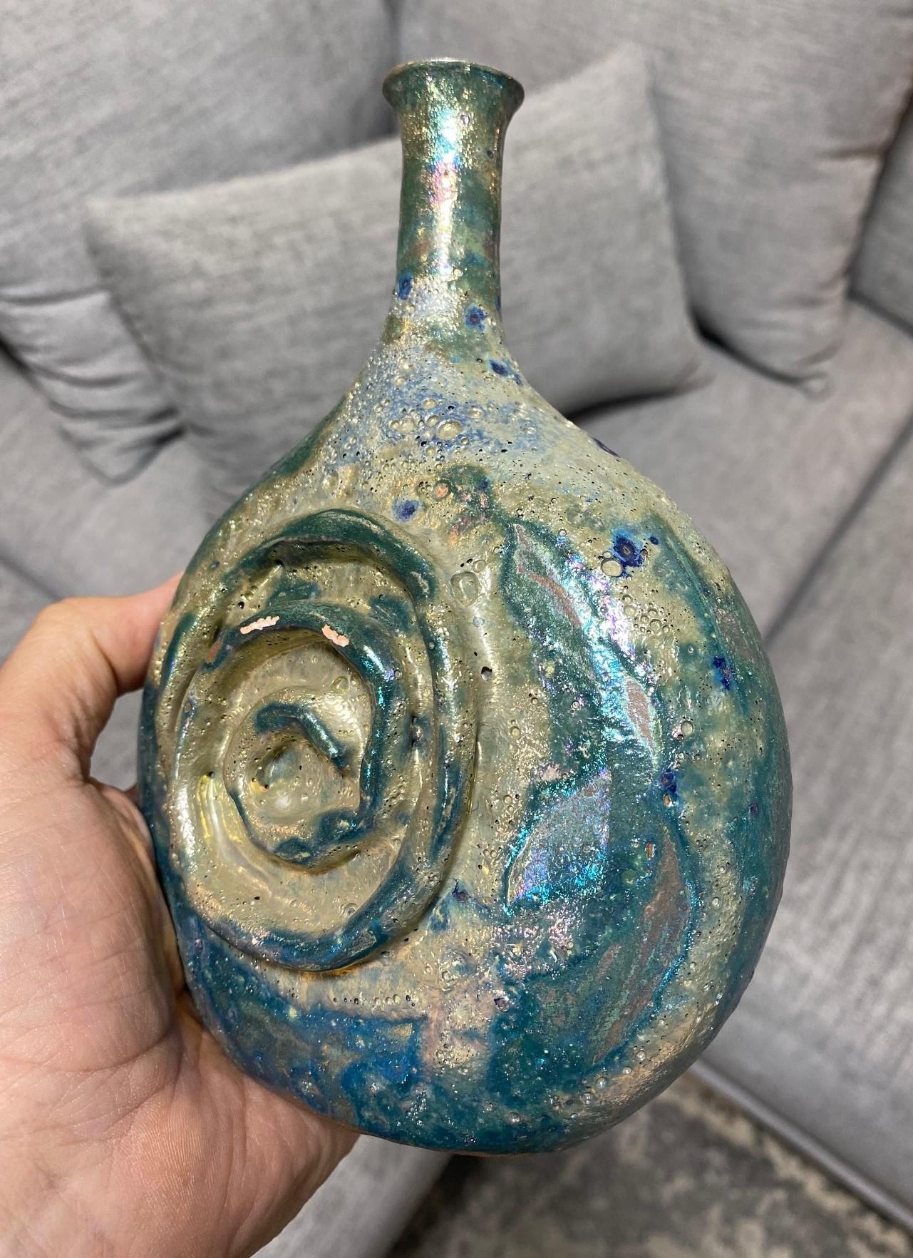 Beatrice Wood Jarrón firmado de mediados de siglo de California Pottery con esmalte cráter brillante en venta 7