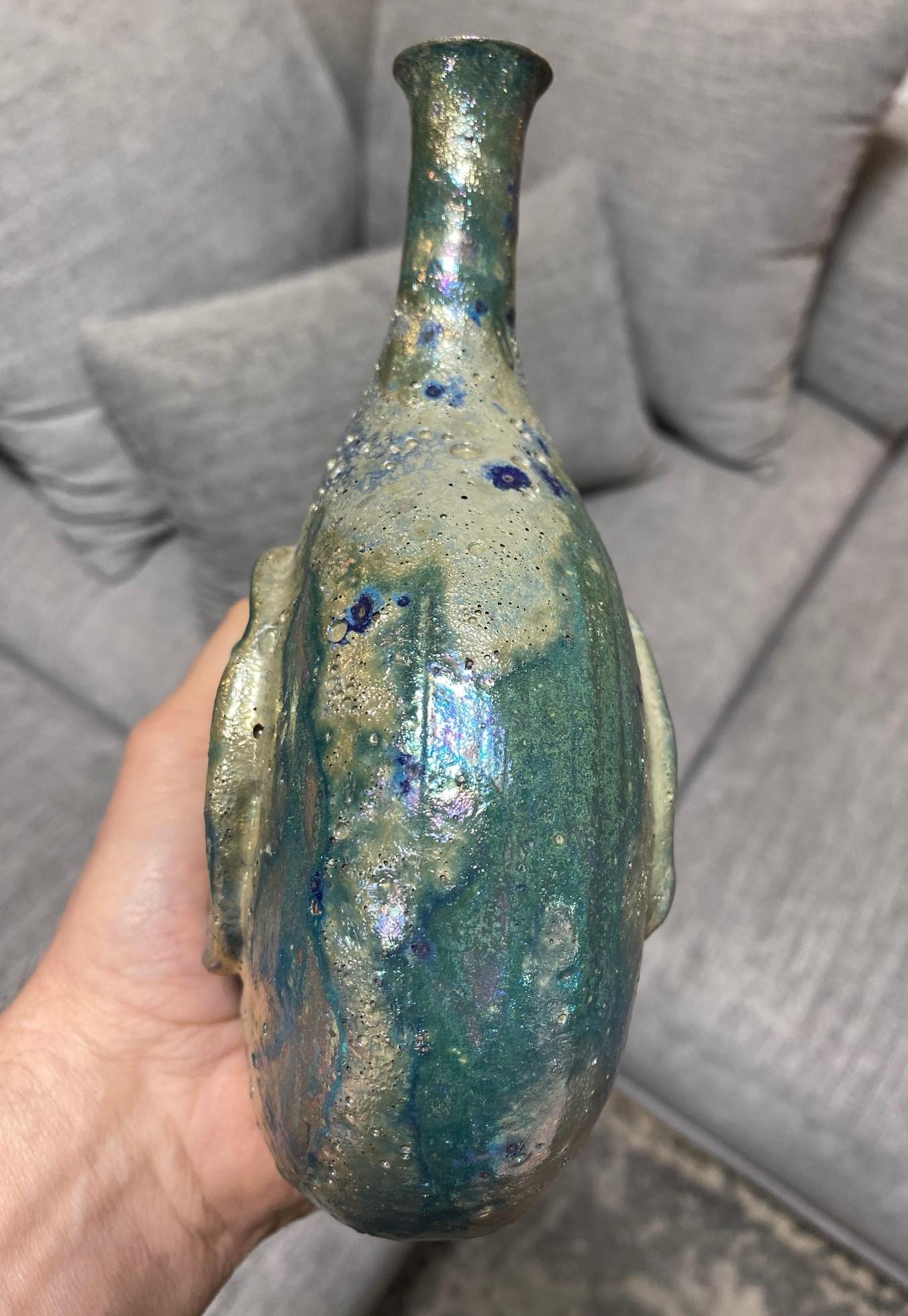 Beatrice Wood Jarrón firmado de mediados de siglo de California Pottery con esmalte cráter brillante en venta 8
