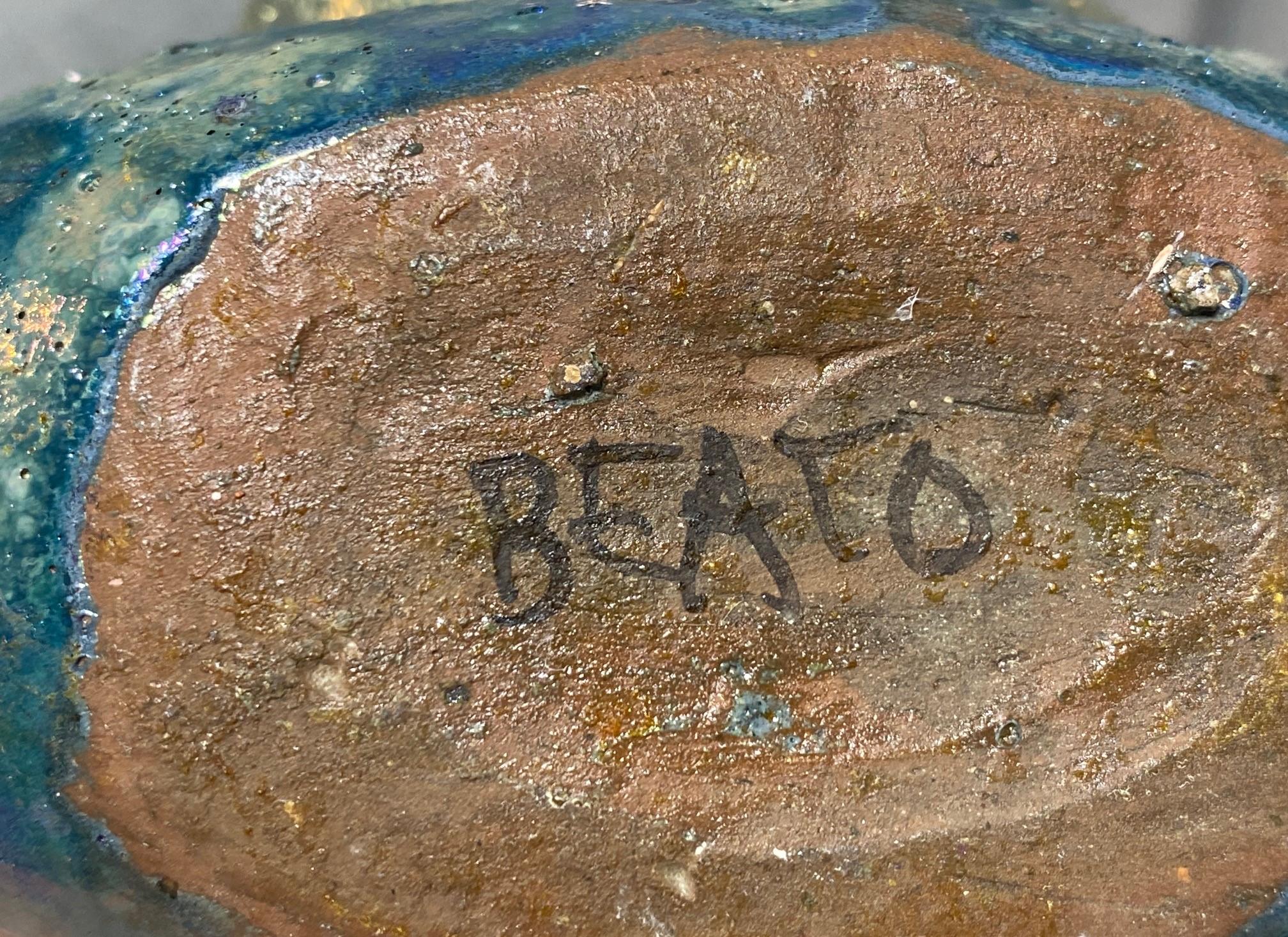 Beatrice Wood Jarrón firmado de mediados de siglo de California Pottery con esmalte cráter brillante en venta 11