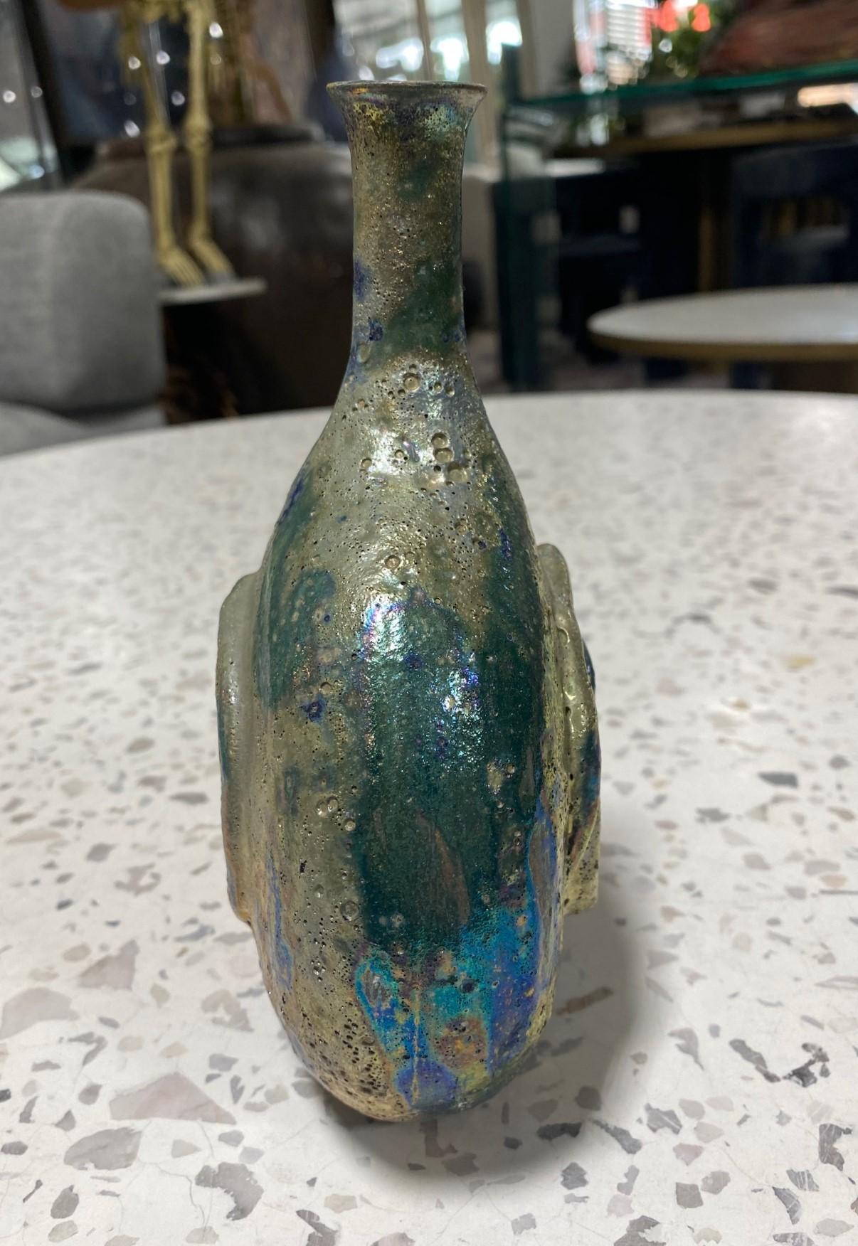 Beatrice Wood Jarrón firmado de mediados de siglo de California Pottery con esmalte cráter brillante Glaseado en venta