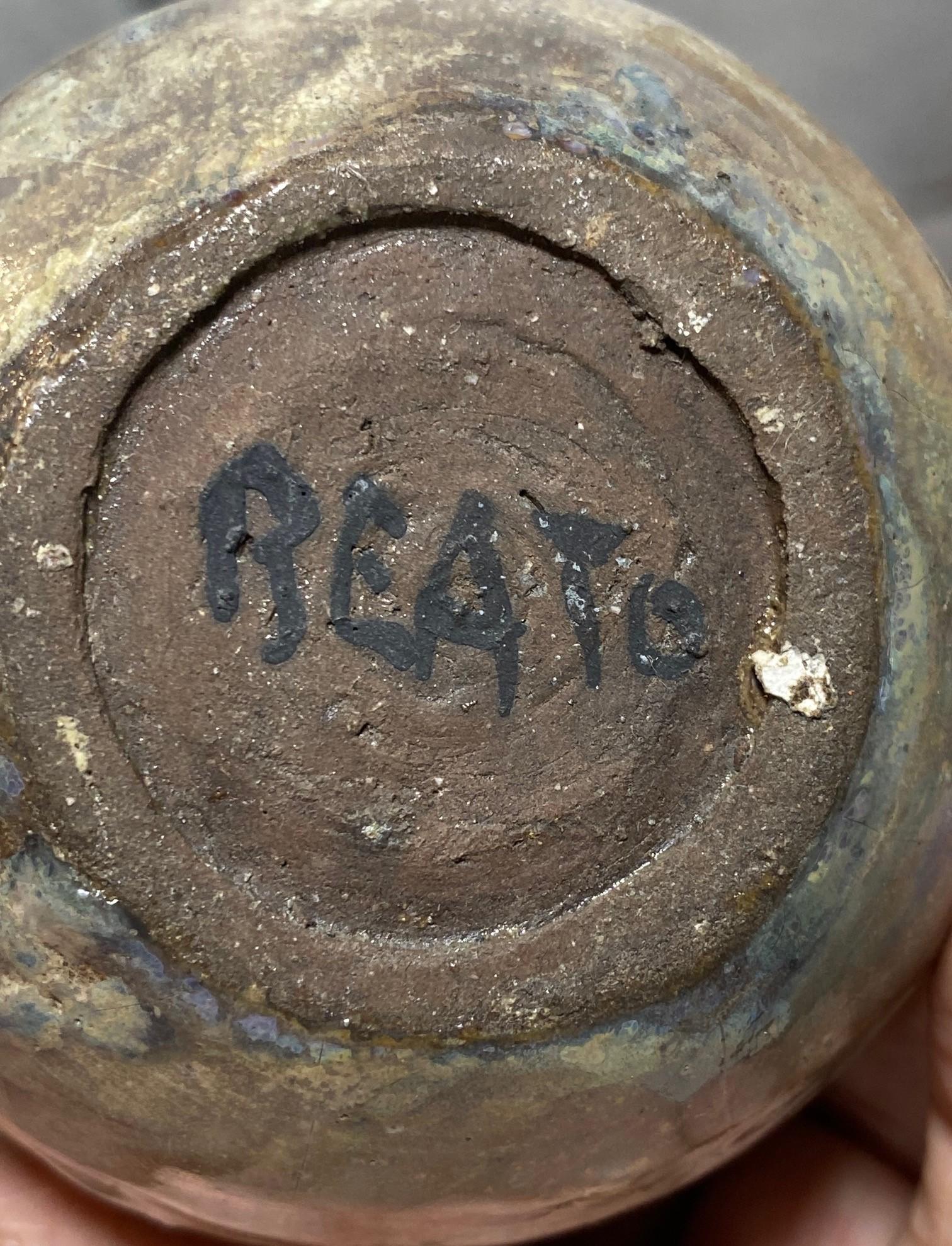 Beatrice Wood Signed Mid-Century California Studio Pottery Luster Glaze Vase For Sale 9