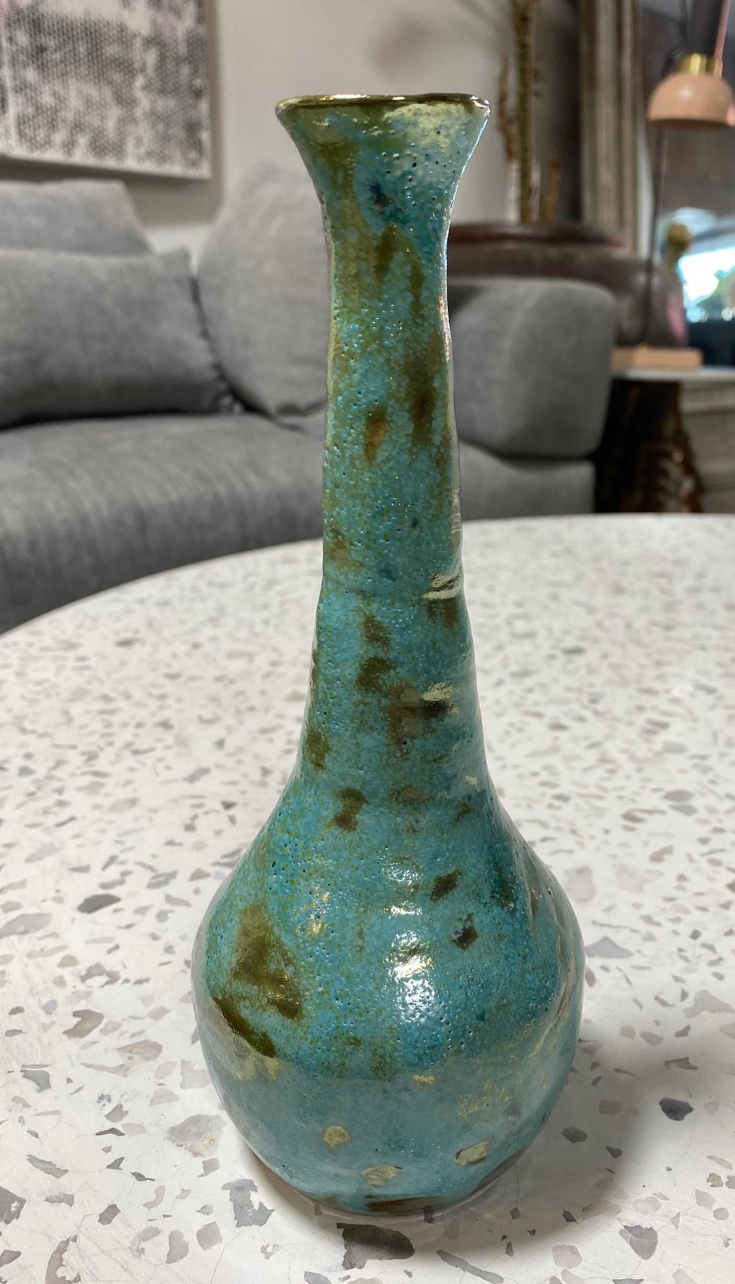 Glazed Beatrice Wood Signed Midcentury California Studio Pottery Luster Glaze Vase For Sale