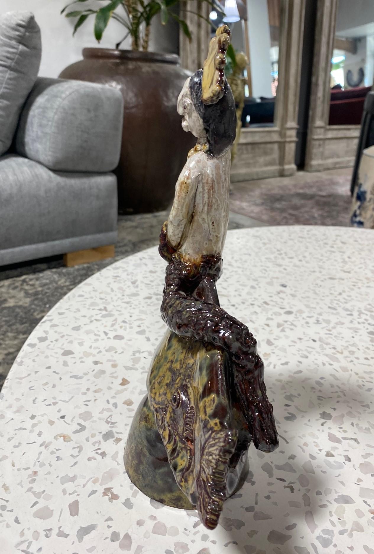 Beatrice Wood Signed Mid-Century California Studio Pottery Mermaid Sculpture 2