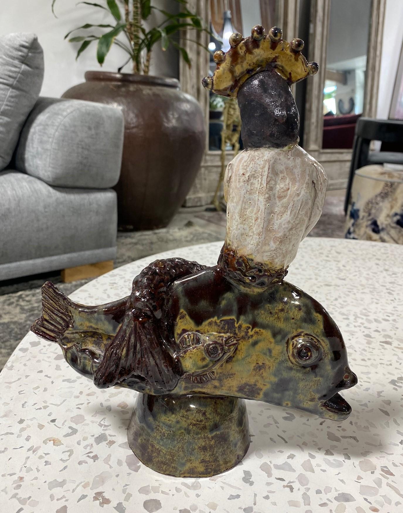 Beatrice Wood Signed Mid-Century California Studio Pottery Mermaid Sculpture 3