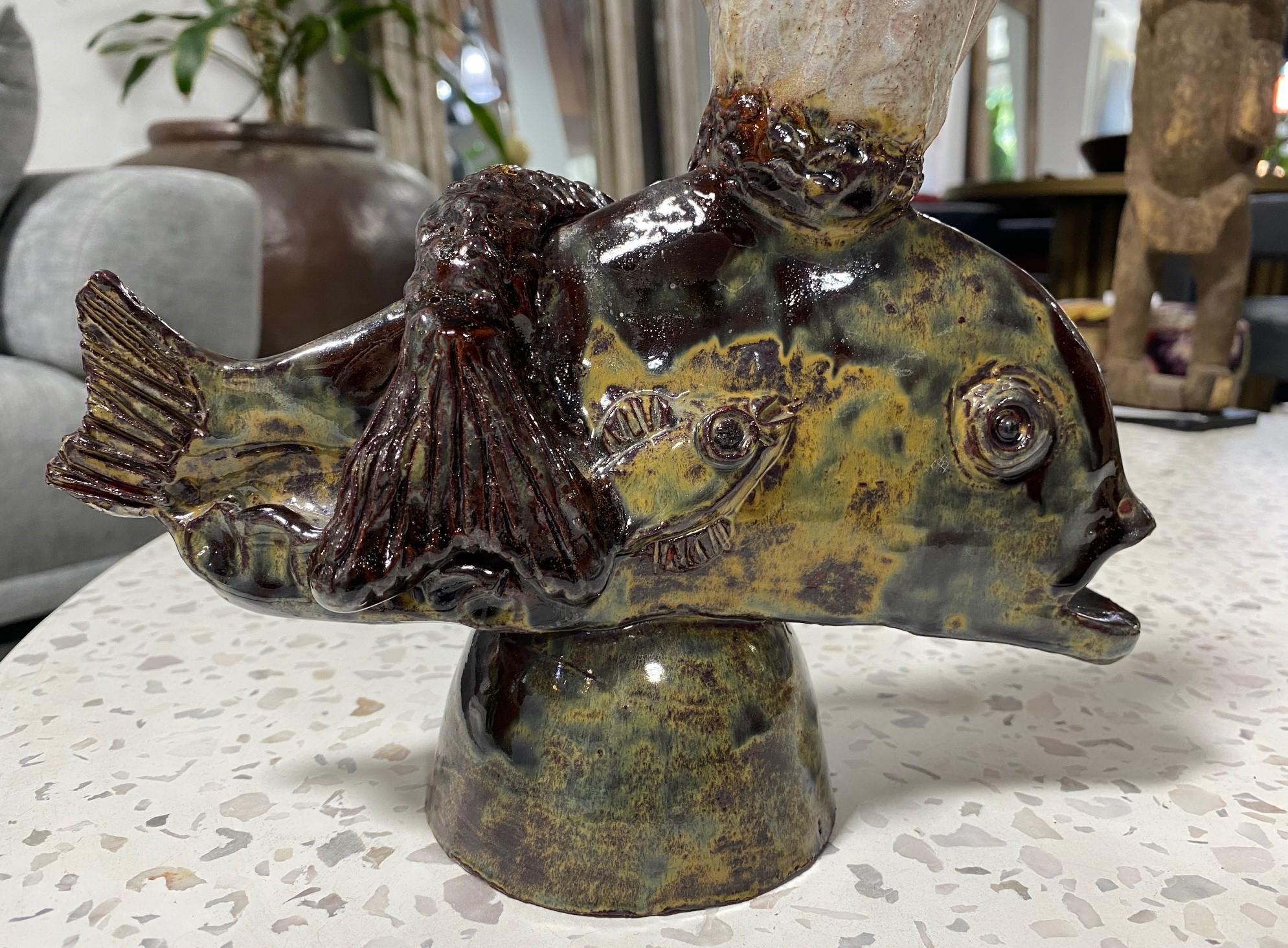 Beatrice Wood Signed Mid-Century California Studio Pottery Mermaid Sculpture 5