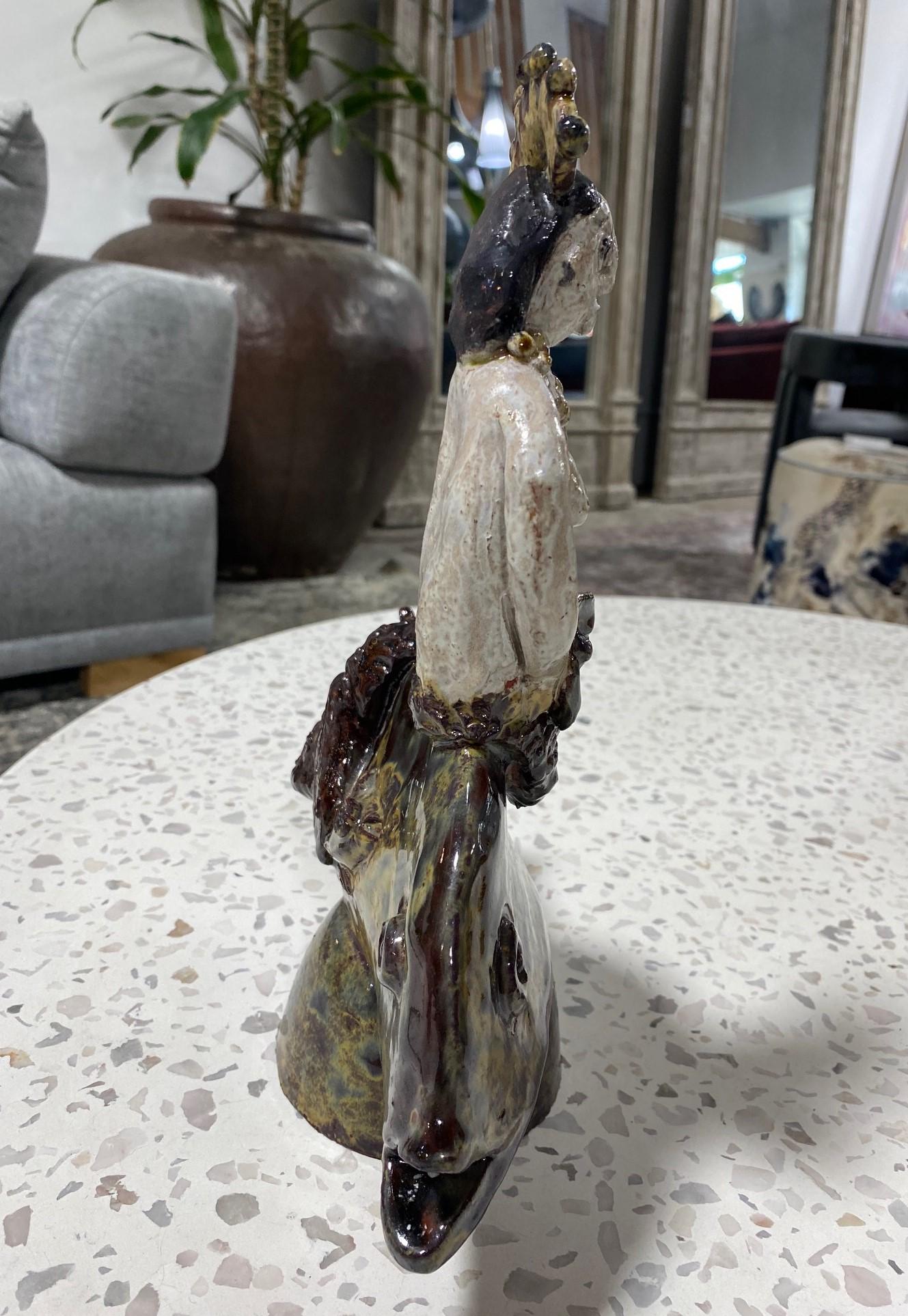 Beatrice Wood Signed Mid-Century California Studio Pottery Mermaid Sculpture 6