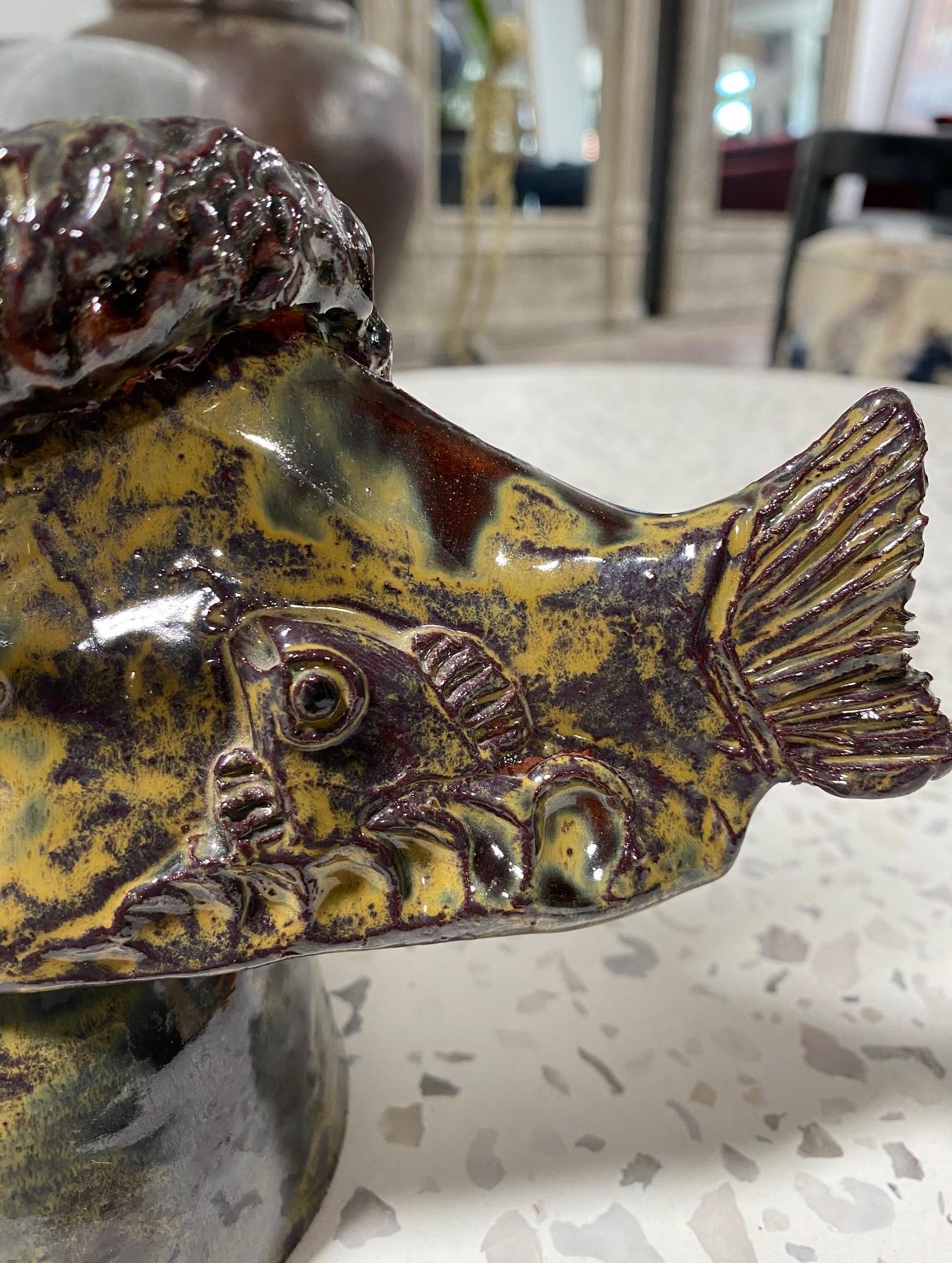 Earthenware Beatrice Wood Signed Mid-Century California Studio Pottery Mermaid Sculpture
