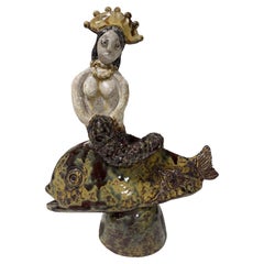 Vintage Beatrice Wood Signed Mid-Century California Studio Pottery Mermaid Sculpture