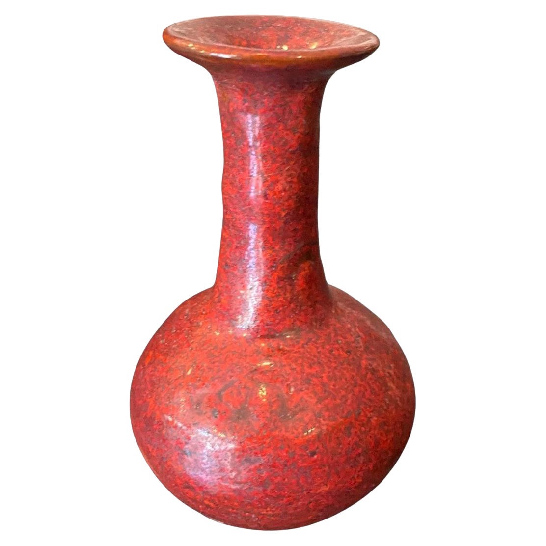 Beatrice Wood Signed Mid-Century California Studio Pottery Red Lava Glaze Vase