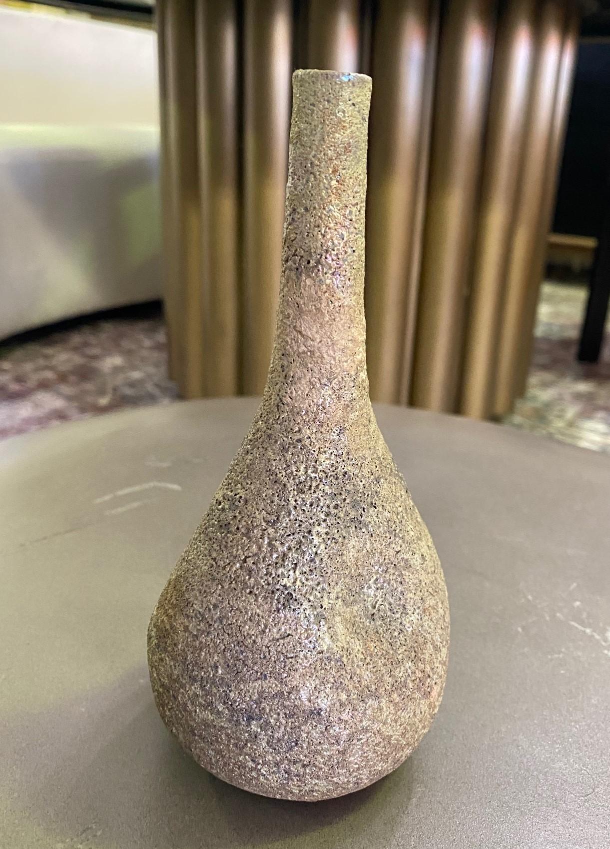 Mid-Century Modern Beatrice Wood Signed Mid-Century Lava Luster Glazed Long Necked Pinched Vase