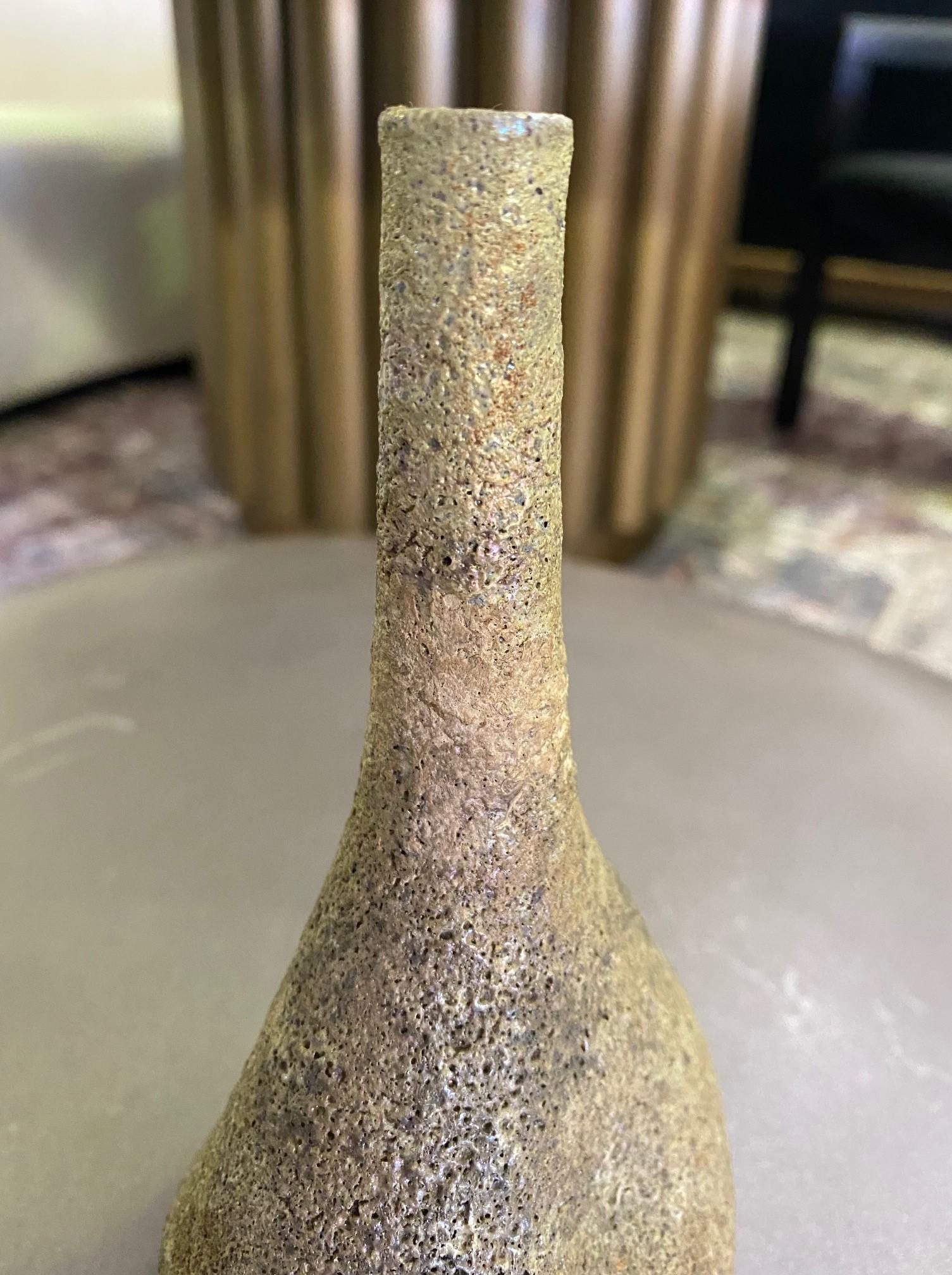 Beatrice Wood Signed Mid-Century Lava Luster Glazed Long Necked Pinched Vase 1