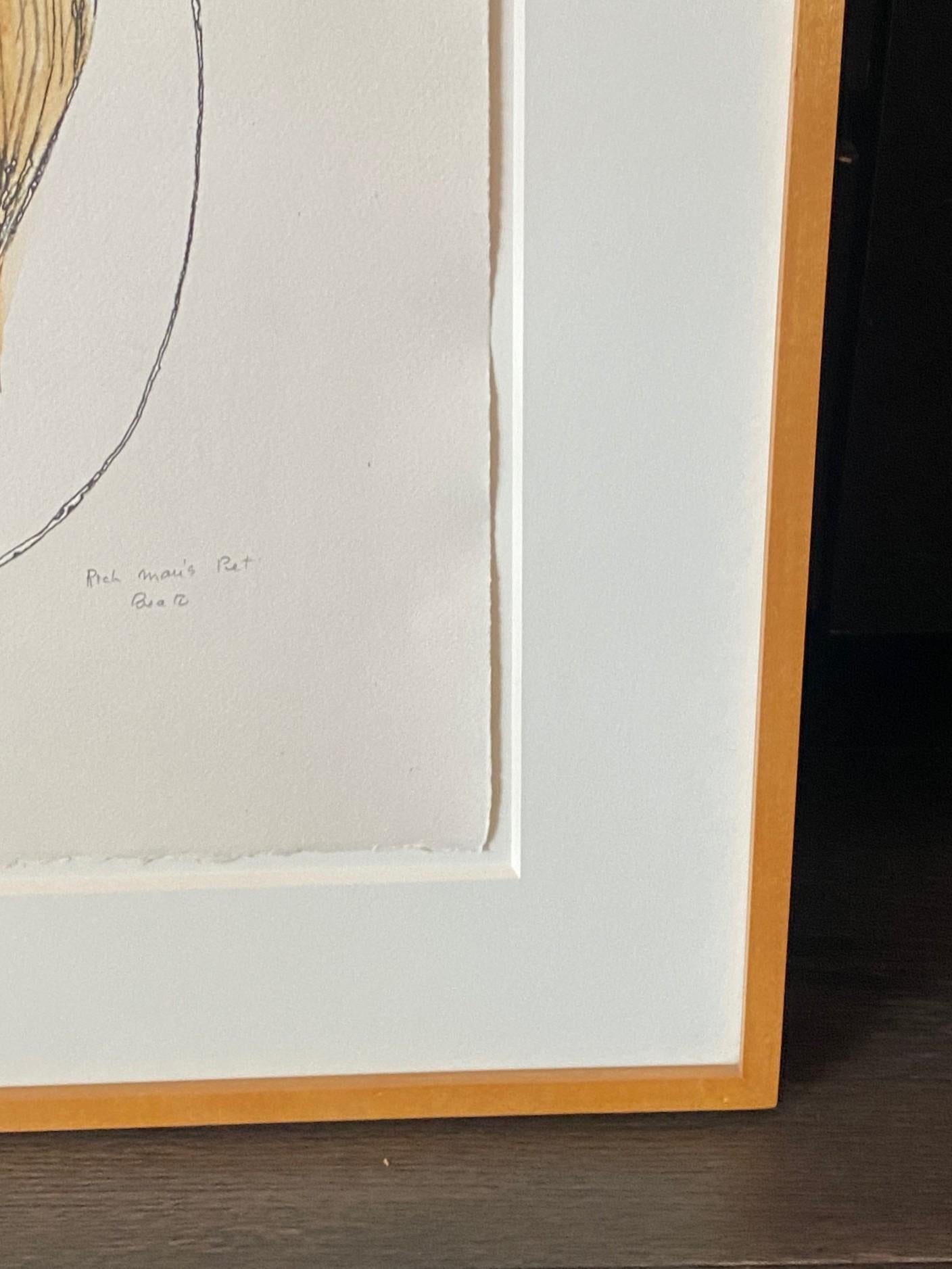 Beatrice Wood Signed Mid-Century Modern Framed Original Painting Rich Man's Pet In Good Condition For Sale In Studio City, CA