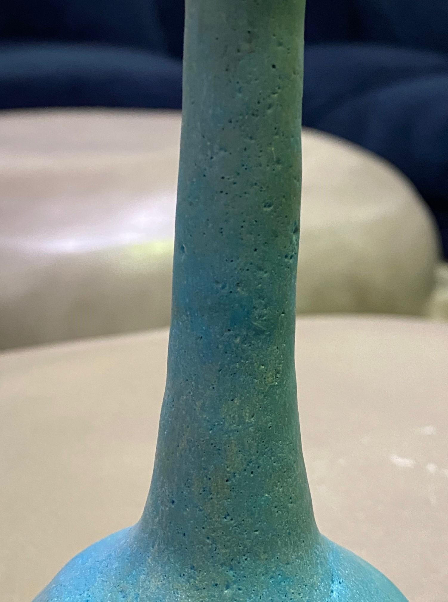 Beatrice Wood Signed Mid-Century Modern Lava Glazed Earthenware Long Necked Vase 3