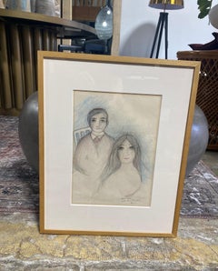 Beatrice Wood Signed Mid-Century Modern Original Drawing the Man Who Confessed