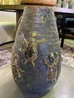 Beatrice Wood Signed Midcentury Monumental Large Figurative Luster Glaze Vase