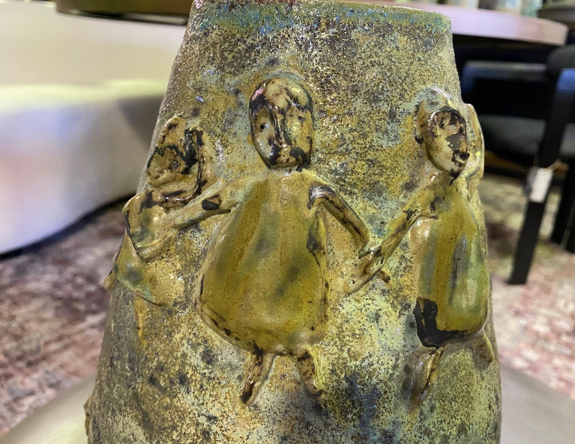Beatrice Wood Signed Midcentury Monumental Large Figurative Luster Glaze Vase In Good Condition For Sale In Studio City, CA