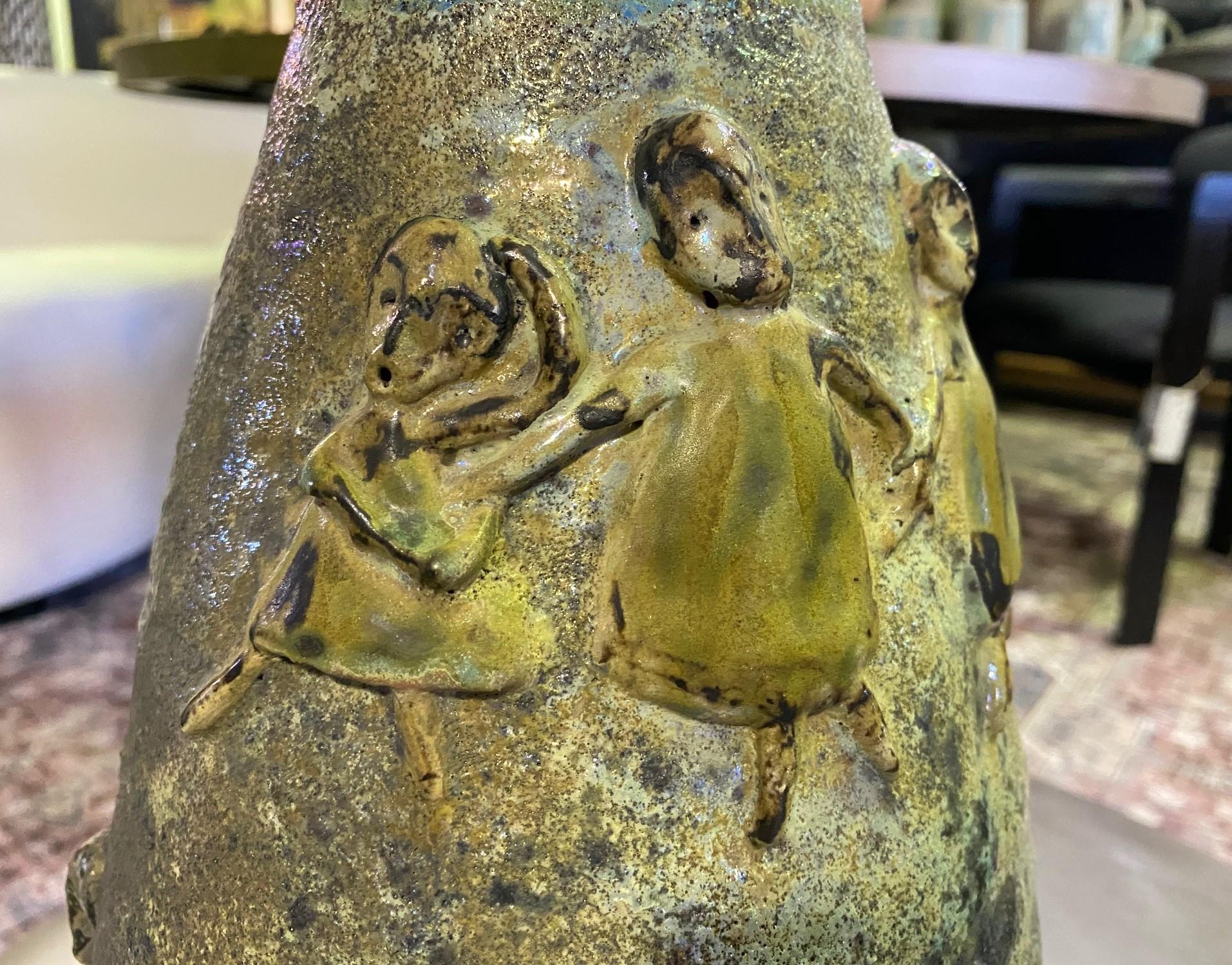 Beatrice Wood Signed Midcentury Monumental Large Figurative Luster Glaze Vase For Sale 1