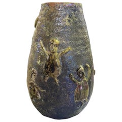 Beatrice Wood Signed Midcentury Monumental Large Figurative Luster Glaze Vase