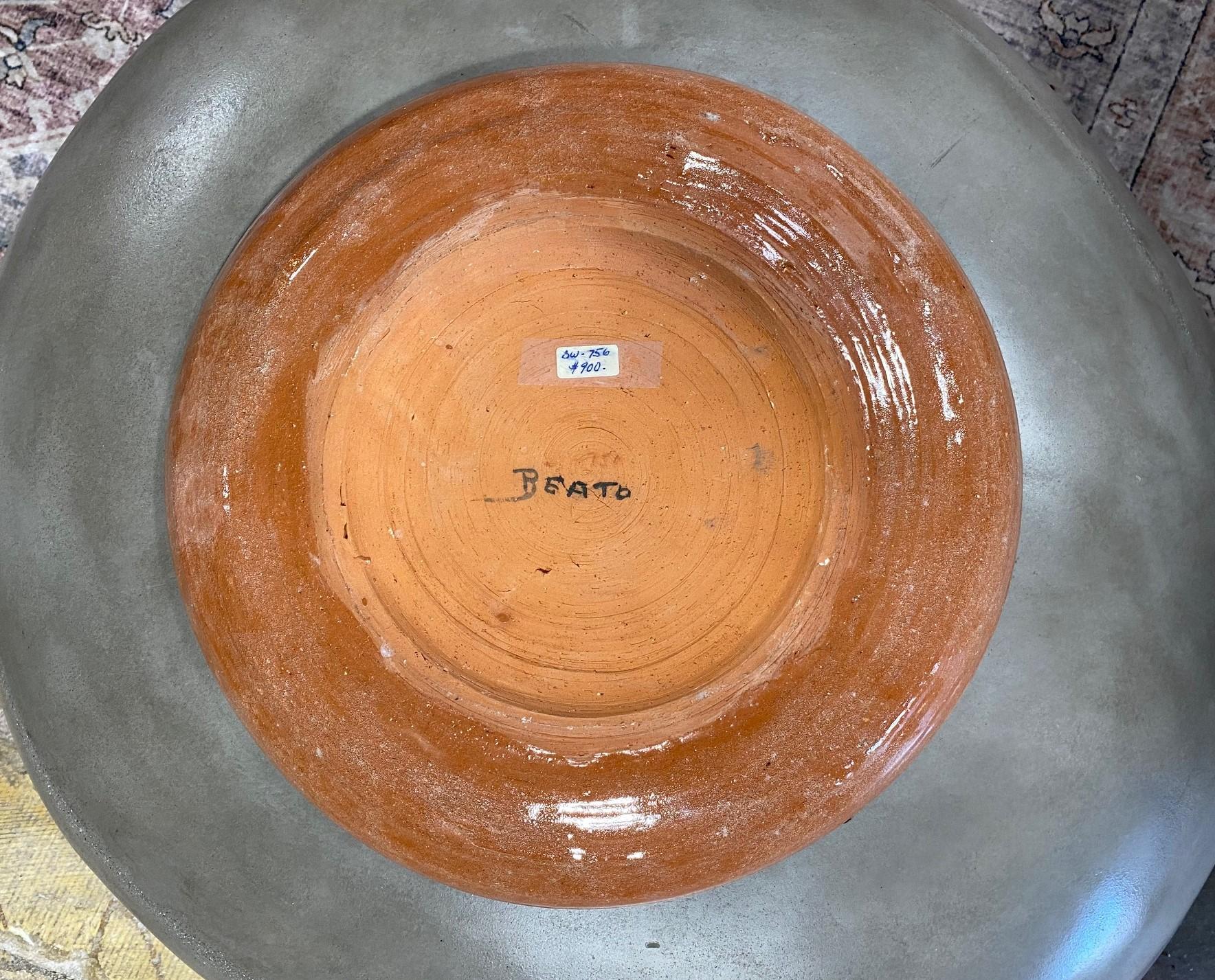 Beatrice Wood Signed Monumental Midcentury Queen Elizabeth Pottery Charger For Sale 3