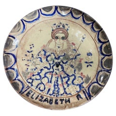 Beatrice Wood Signed Monumental Midcentury Queen Elizabeth Pottery Charger