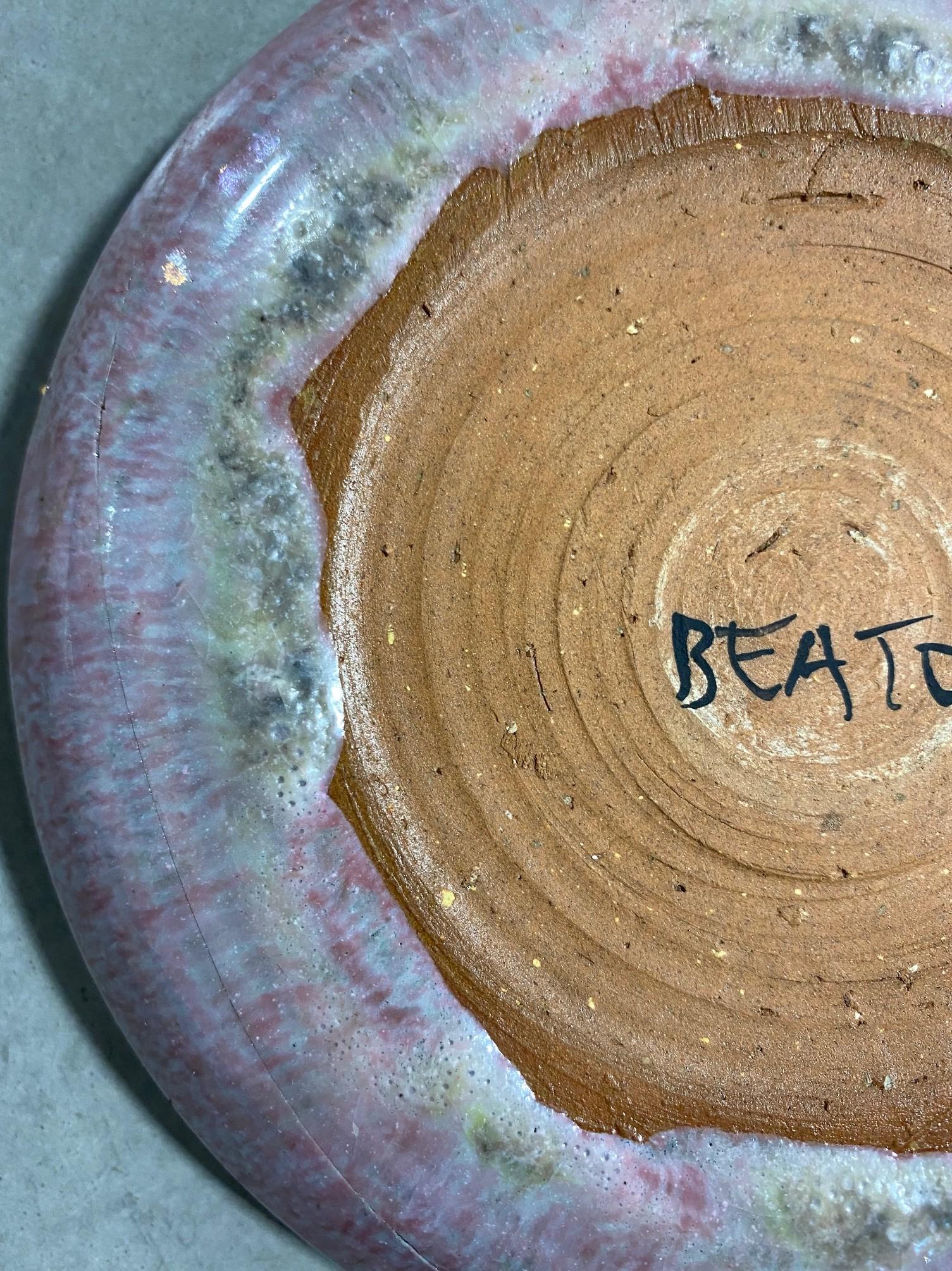 Beatrice Wood Signed Pink Lava Glaze Midcentury California Studio Pottery Bowl For Sale 2