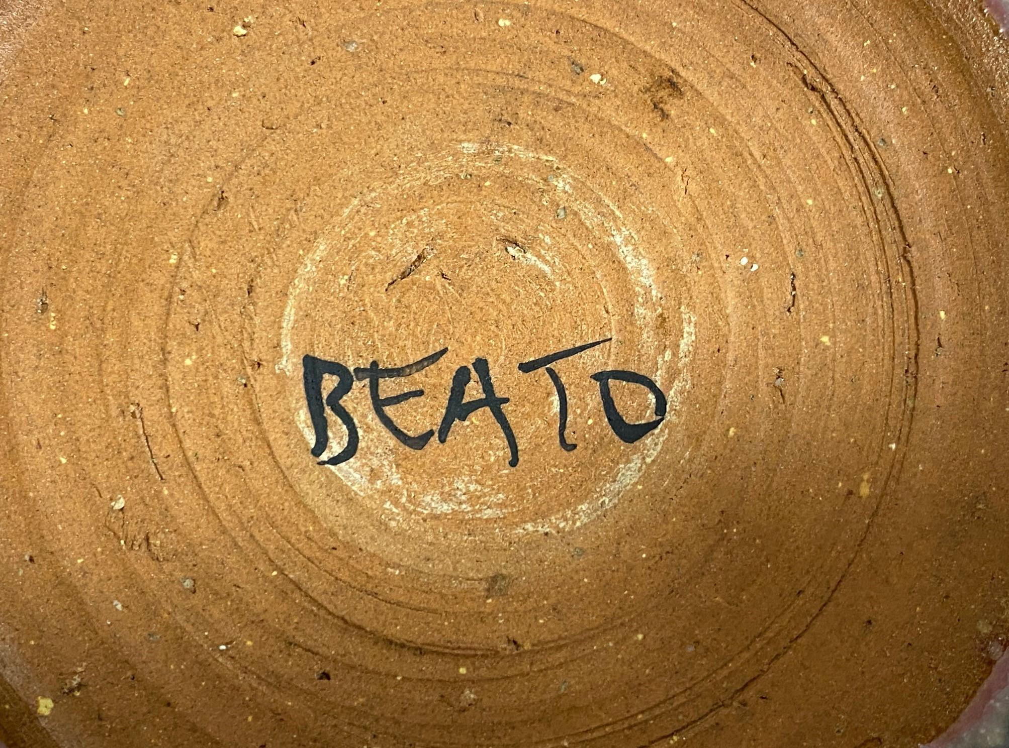 Beatrice Wood Tazón firmado con esmalte de lava rosa Midcentury California Studio Pottery en venta 7