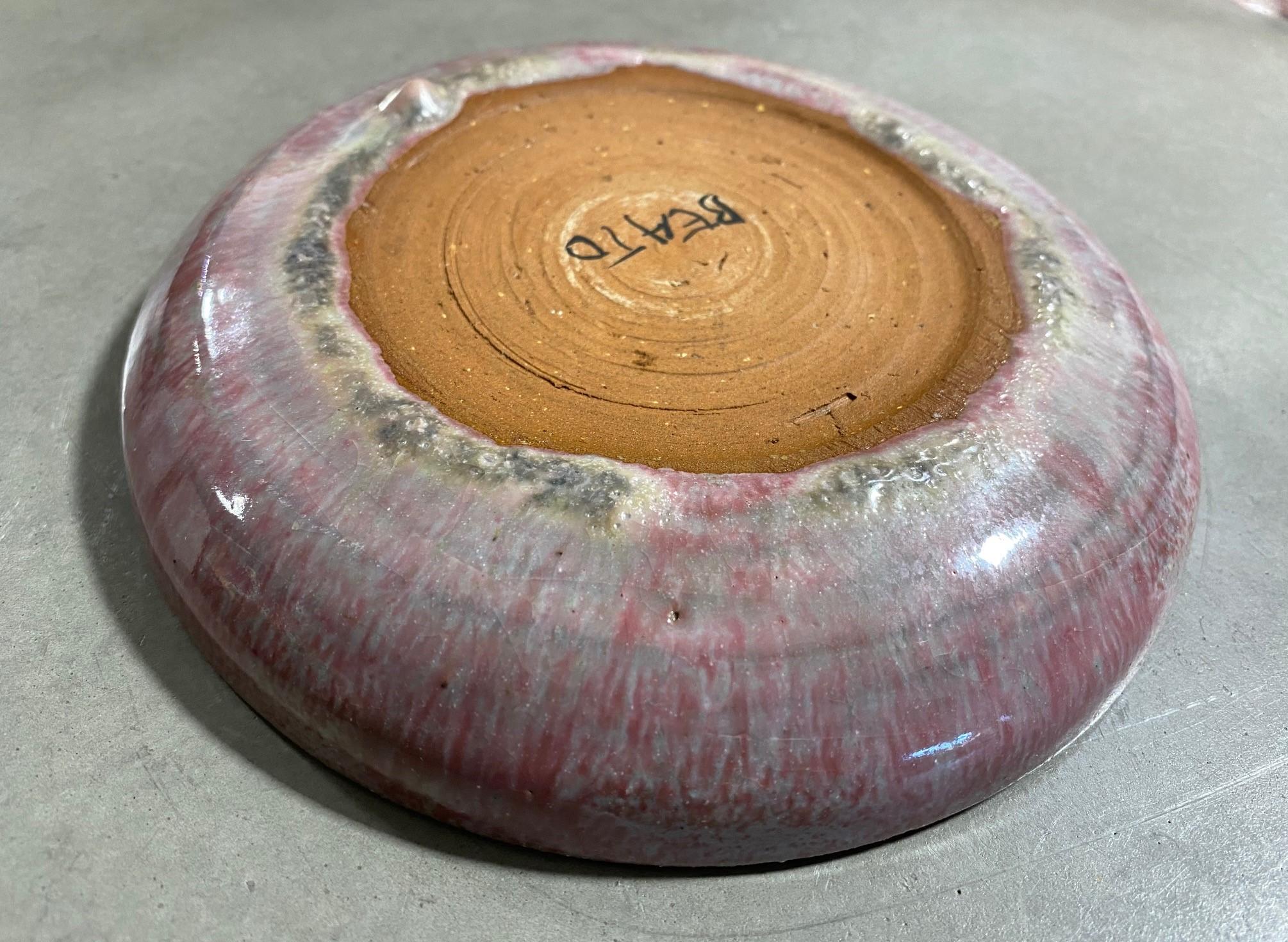Beatrice Wood Signed Pink Lava Glaze Midcentury California Studio Pottery Bowl For Sale 5