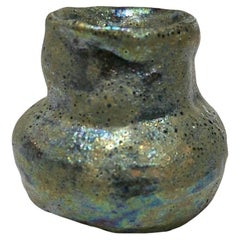Petit vase rare mi-siècle Lustre émaillé en lave signé Beatrice Wood 