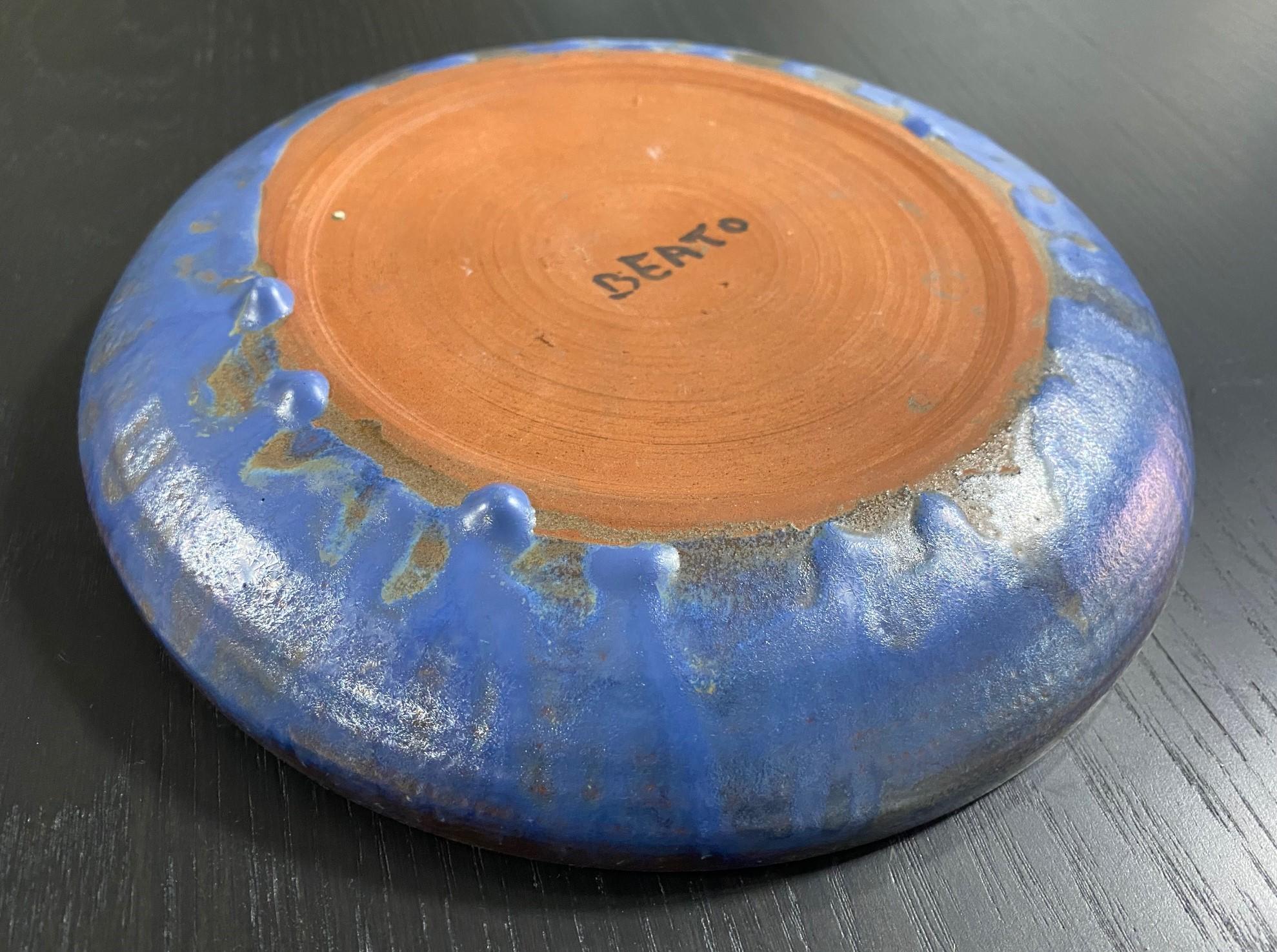 Earthenware Beatrice Wood Signed Volcanic Ash Blue Iridescent Luster Studio Pottery Bowl For Sale