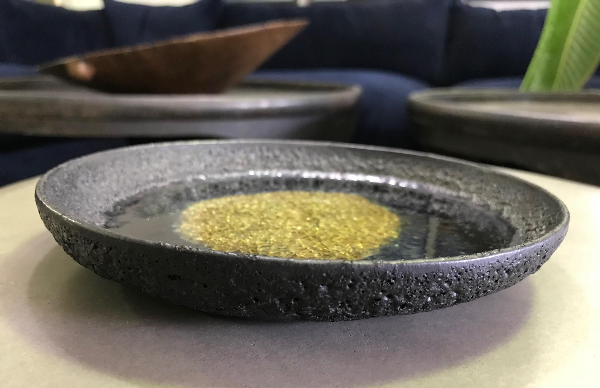 Hand-Crafted Beatrice Wood Signed Volcanic Black Lava Glaze Mid-Century Modern Bowl Dish
