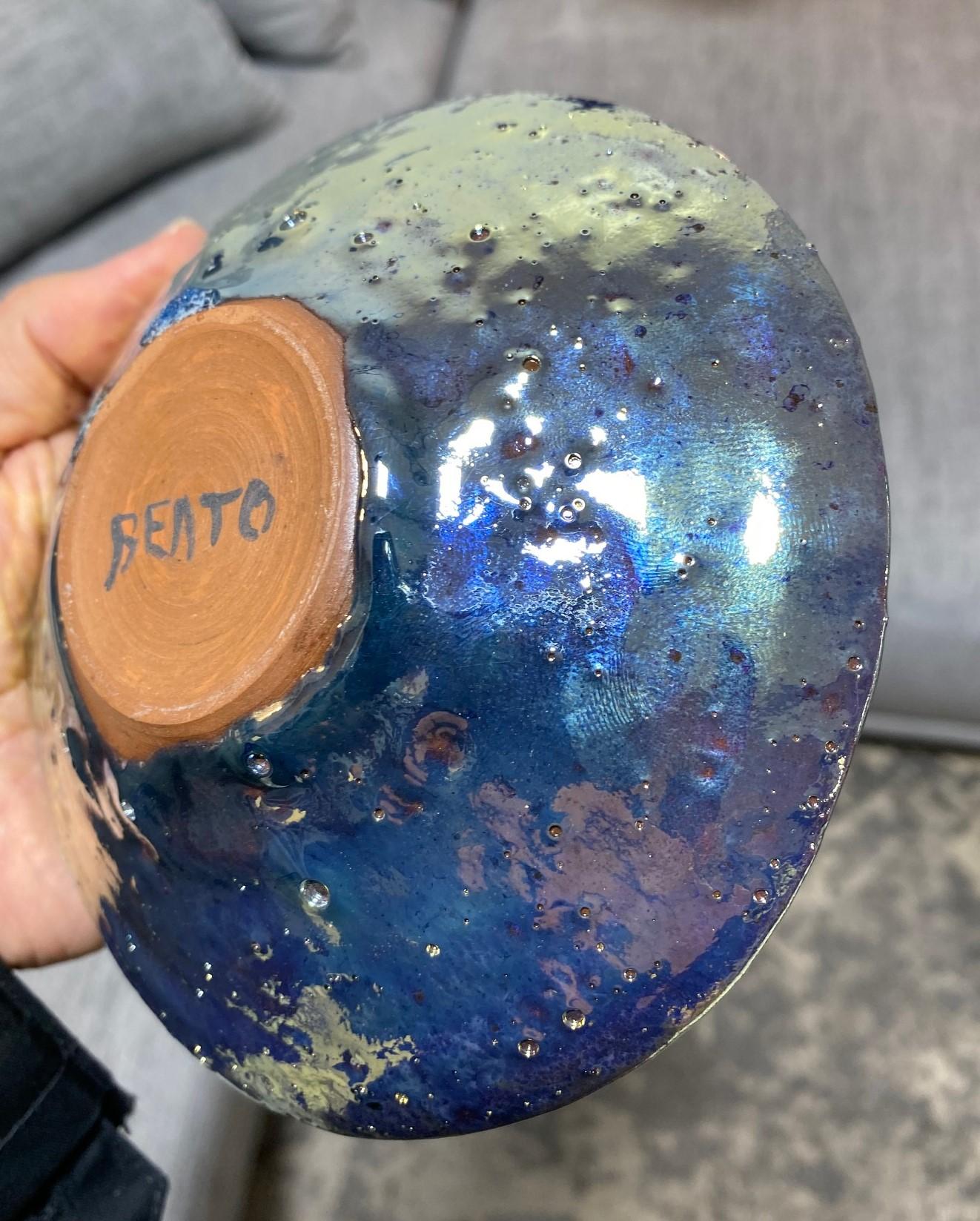 Beatrice Wood Signed Volcanic Iridescent Gold Luster Studio Pottery Bowl Plate 11