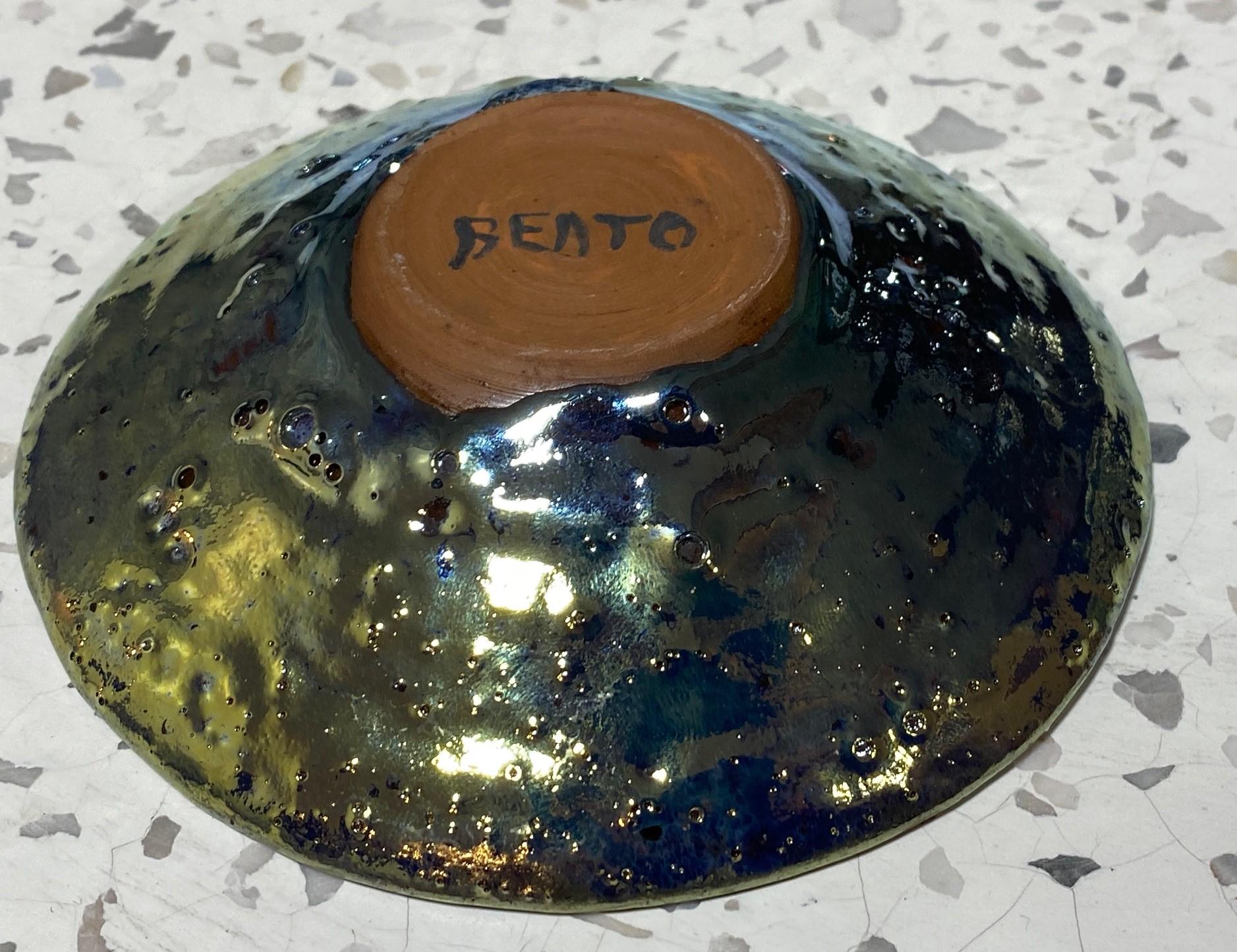 Beatrice Wood Signed Volcanic Iridescent Gold Luster Studio Pottery Bowl Plate 1