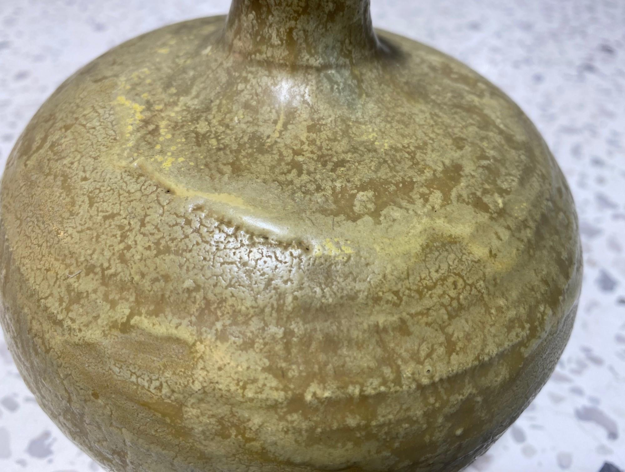 Beatrice Wood Signed Volcanic Lava Glaze Mid-Century Modern Studio Vase Vessel For Sale 3