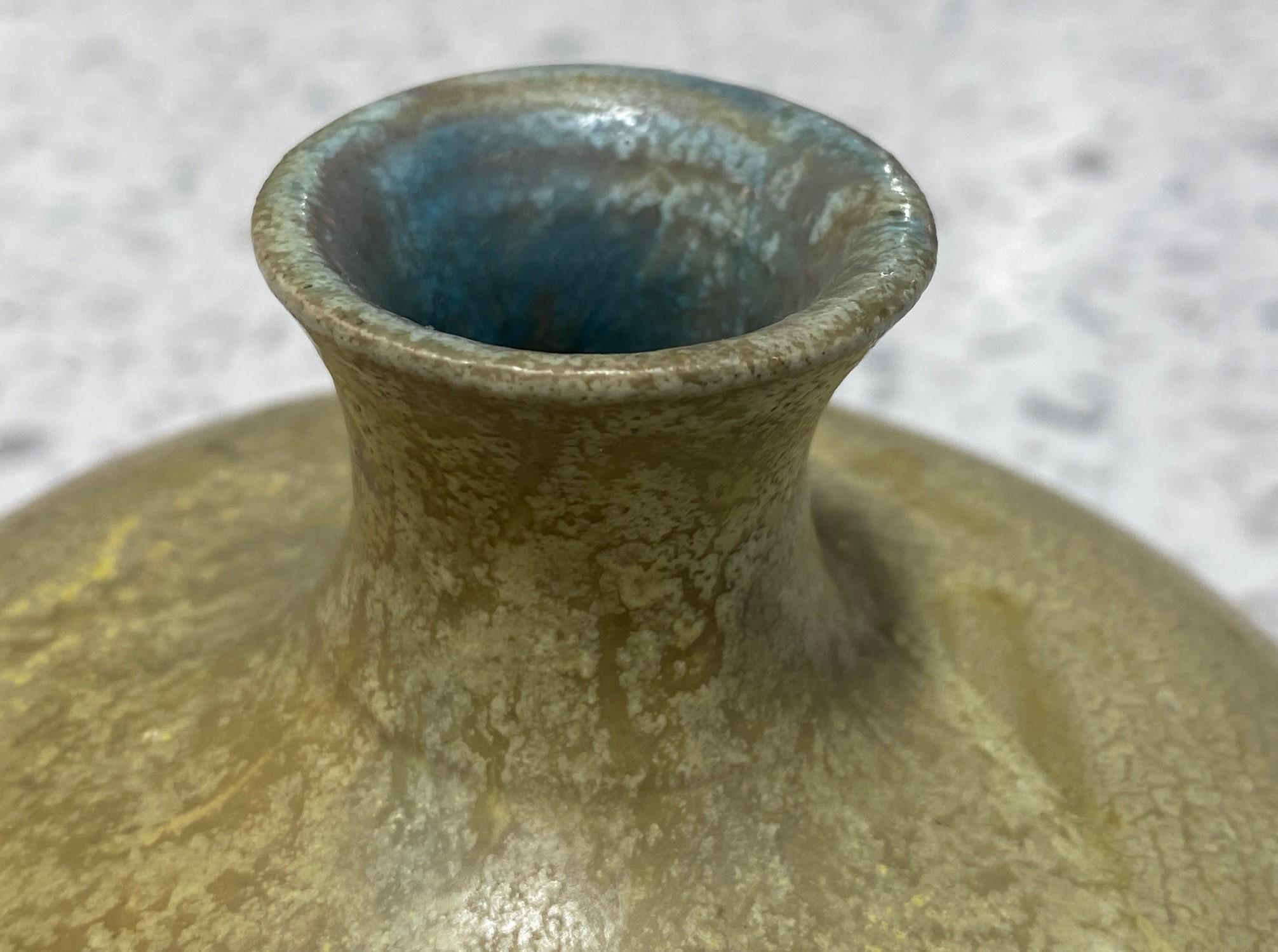 Glazed Beatrice Wood Signed Volcanic Lava Glaze Mid-Century Modern Studio Vase Vessel For Sale