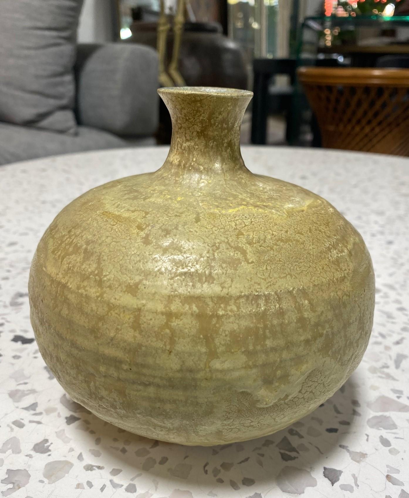 Earthenware Beatrice Wood Signed Volcanic Lava Glaze Mid-Century Modern Studio Vase Vessel For Sale