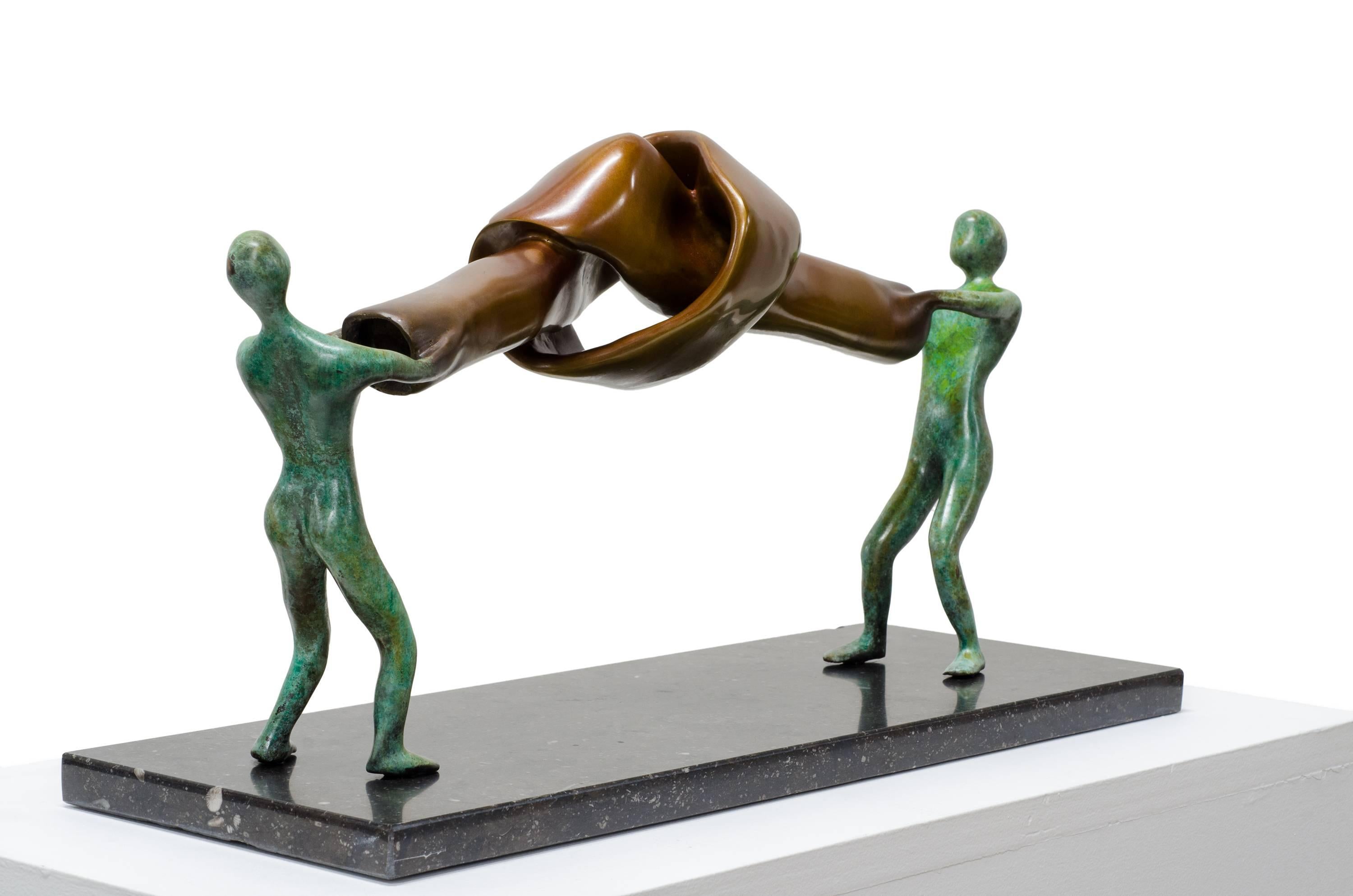 Beatriz Gerenstein Abstract Sculpture - Bonding Souls. They are working together. Building a stronger bond?