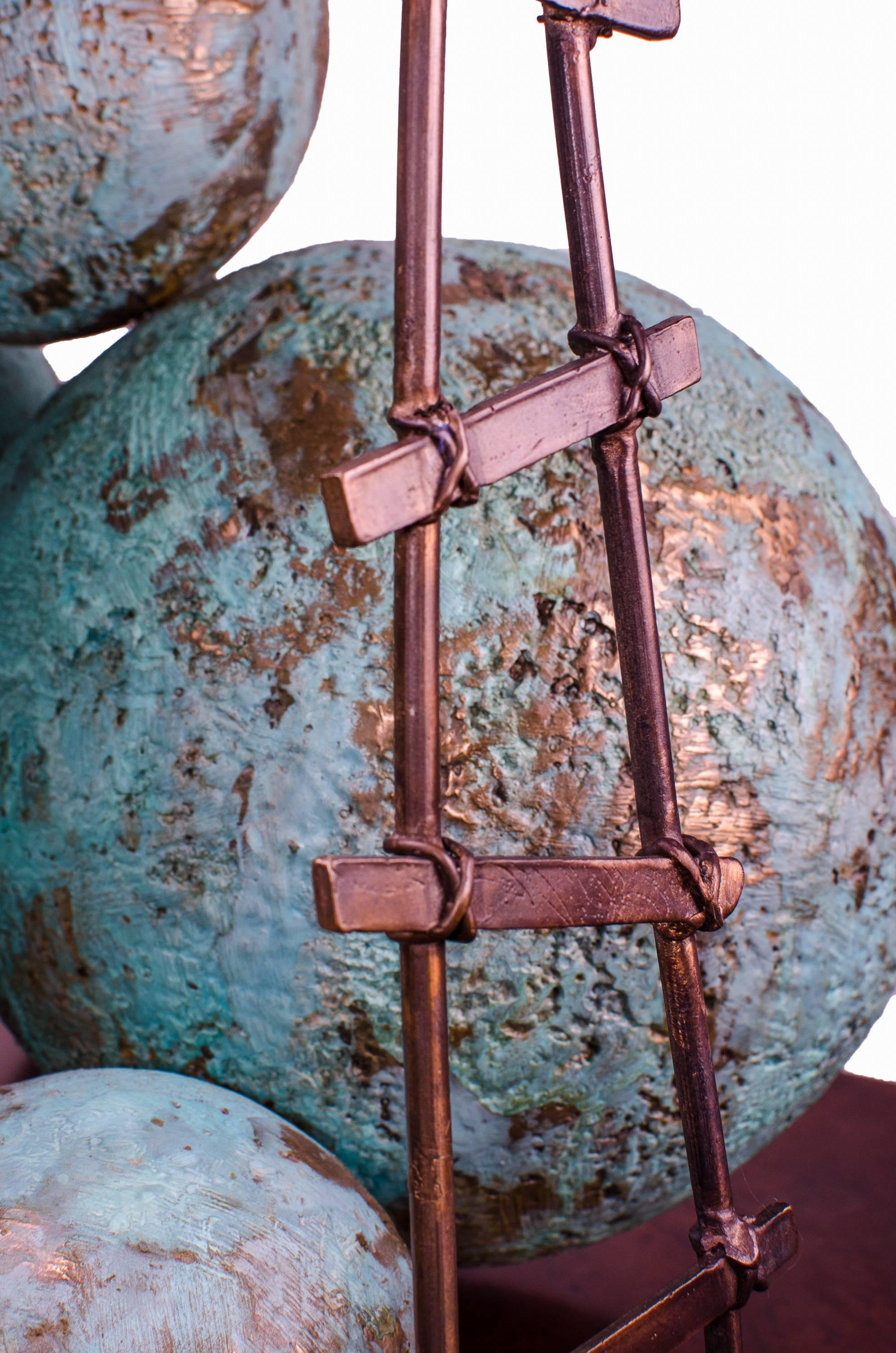 Climbing Worlds - Gold Abstract Sculpture by Beatriz Gerenstein