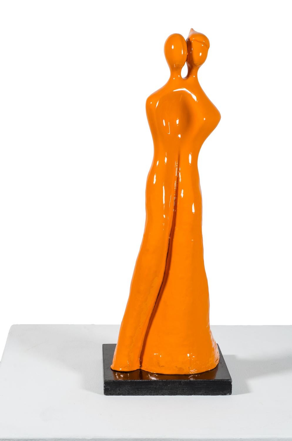 Beatriz Gerenstein Abstract Sculpture - Soul Mates #1 (in orange) When in love their souls and bodies fuse into just one