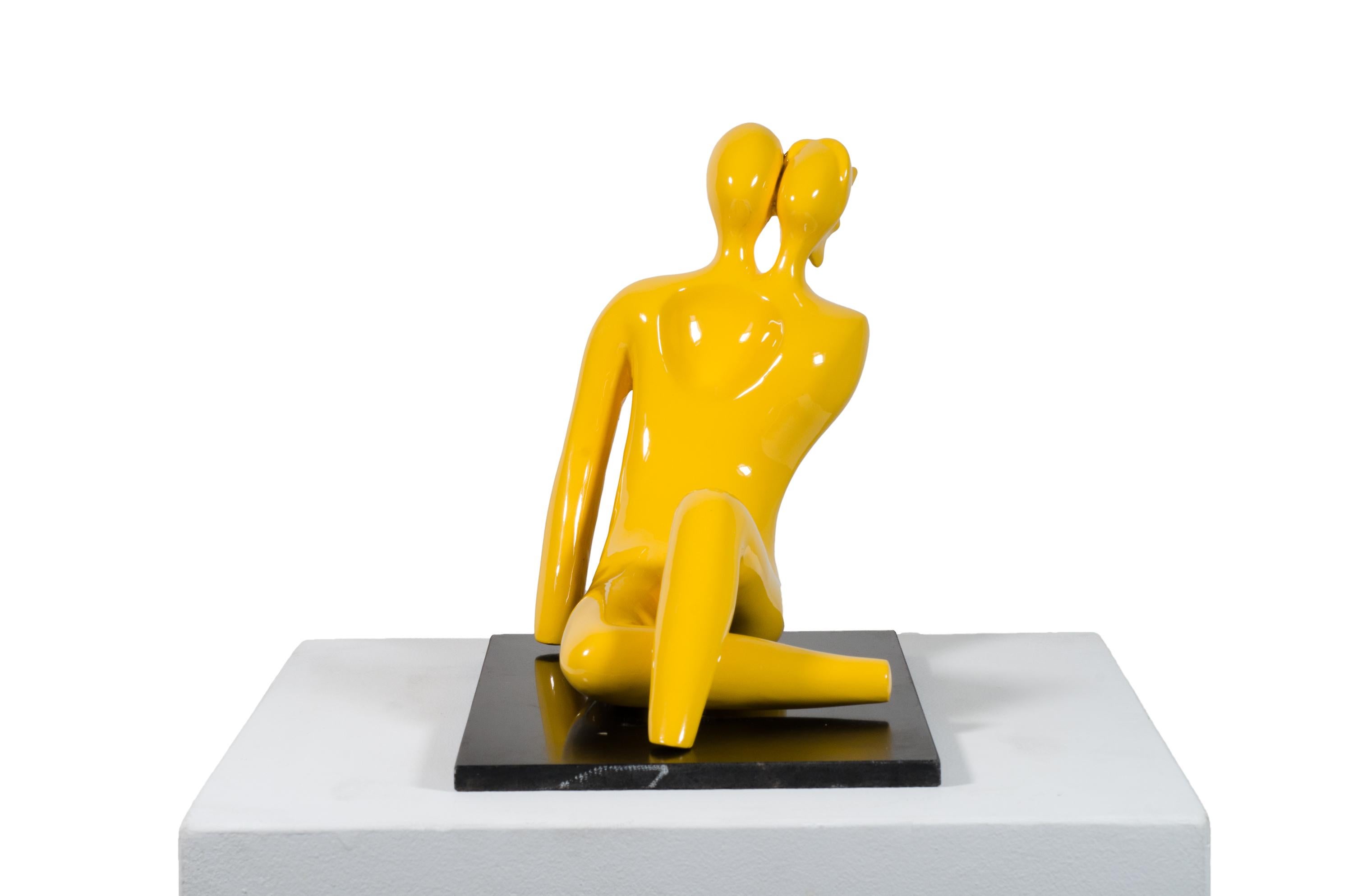 Beatriz Gerenstein Abstract Sculpture - Soul Mates #2 (in yellow) When in love their souls and bodies fuse into just one