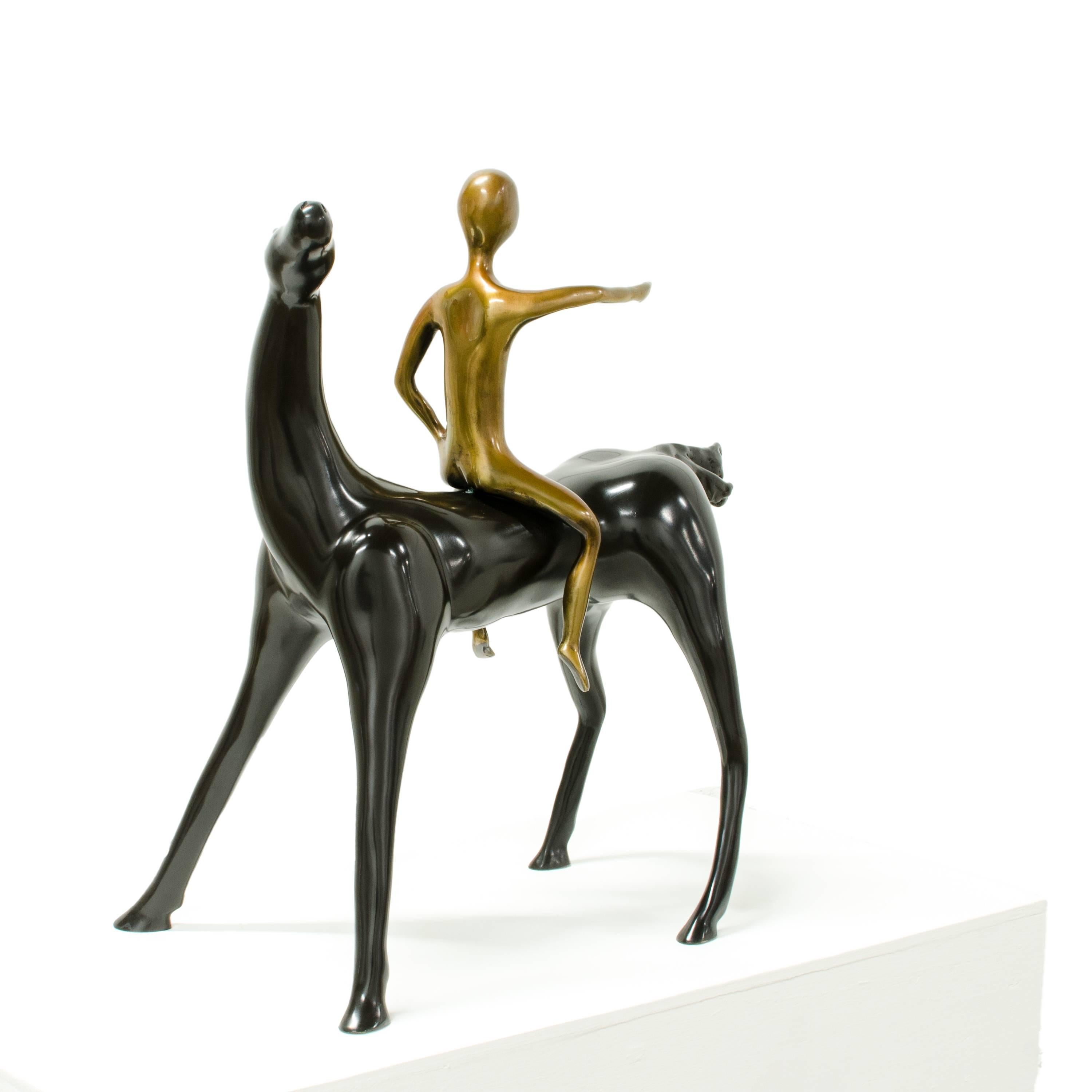That Way! The disagreement of the horse and the rider. - Sculpture by Beatriz Gerenstein