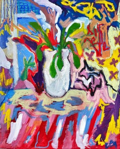 "Jarrón". Street Art, graffiti, couleurs vives, abstraction gestuelle