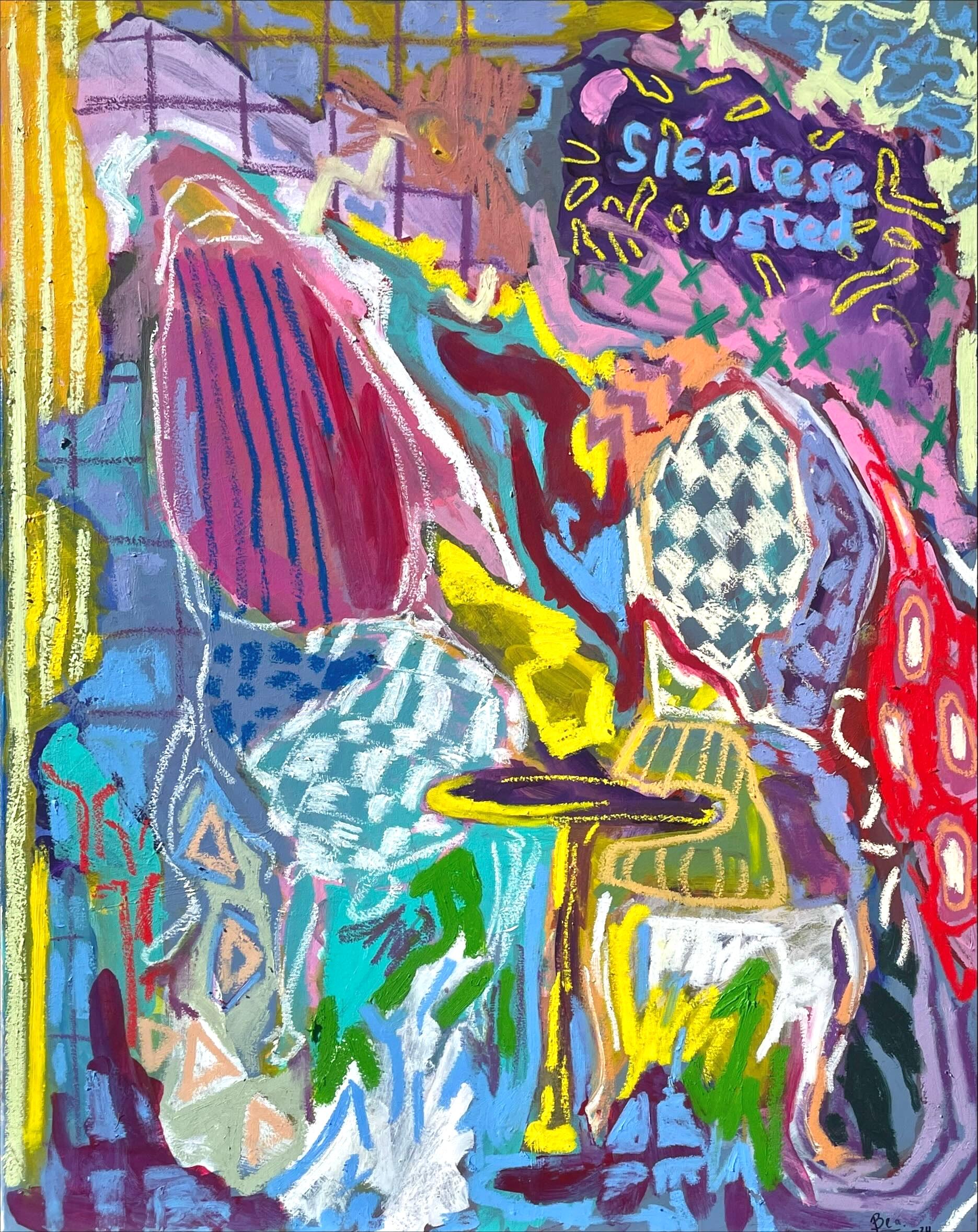 "Siéntese usted". Street Art, graffiti, colori vivaci, astrazione gestuale