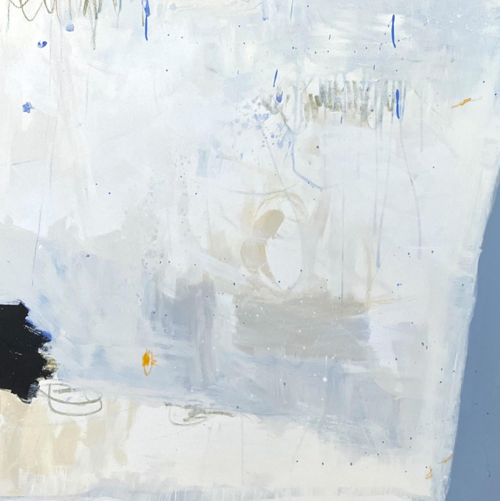 „Blue Moment I“, spielerisches, abstraktes Gemälde in harmonischem Blau (Abstrakter Expressionismus), Mixed Media Art, von Beatriz Simón
